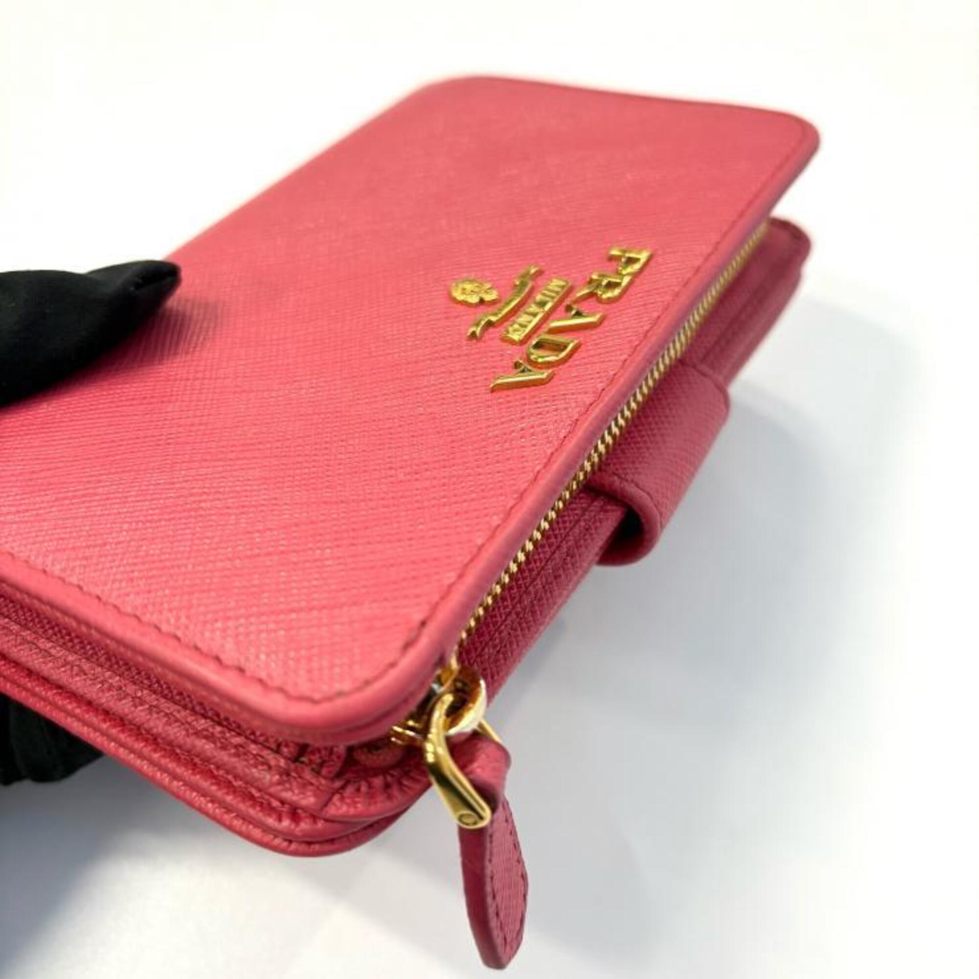 Prada Pink Saffiano Metal Wallet (Bi-Fold) (Pre-Owned)