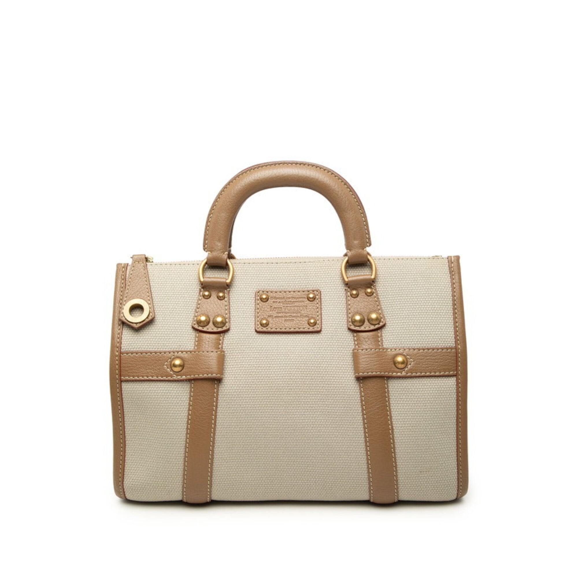 Louis Vuitton Brown Grayish Canvas Leather Handbag (Pre-Owned)