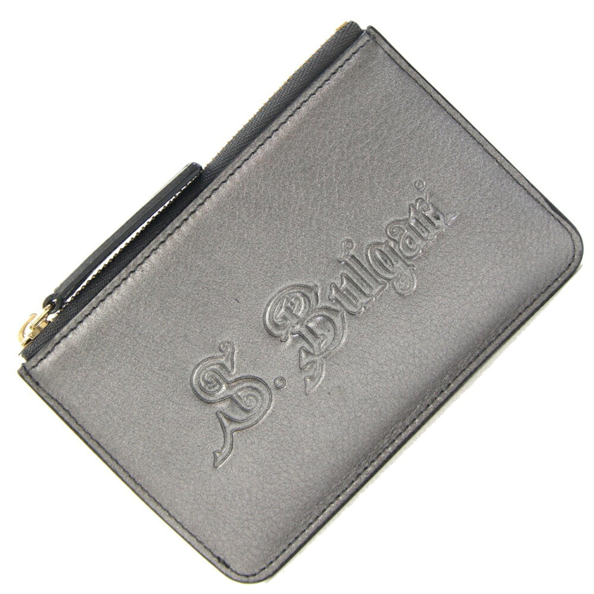 Bvlgari Silver Gray Leather Coin Purse/Coin Case (Pre-Owned)