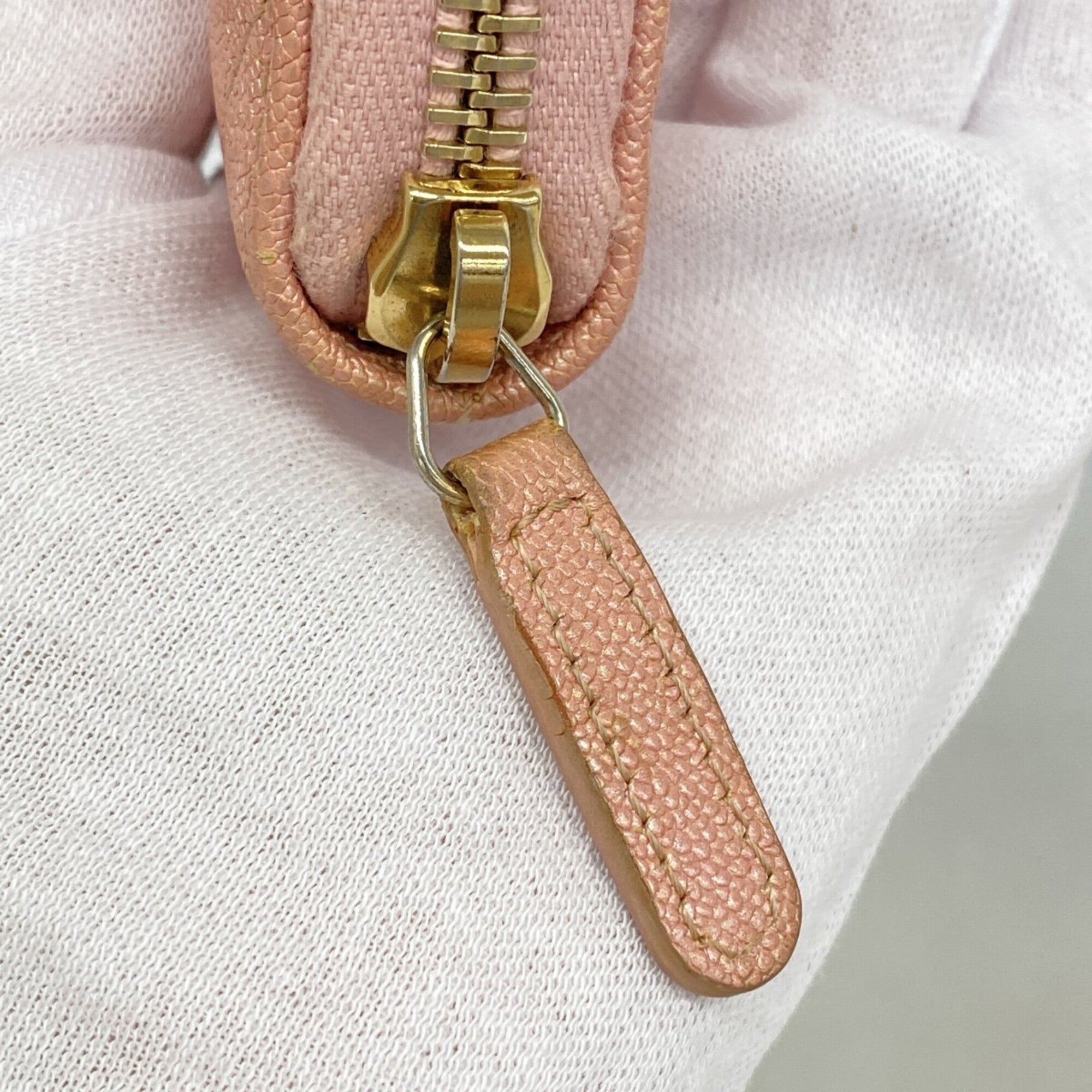 Chanel Pink Grained Calfskin Long Wallet (Bi-Fold) (Pre-Owned)