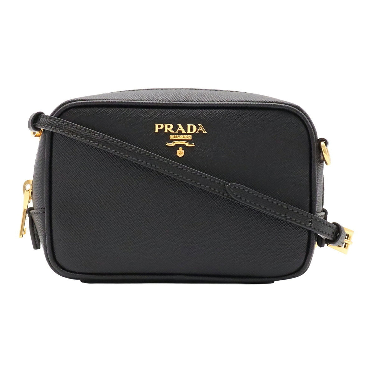 Prada Black Nero Leather Handbag Pochette Pouch Shoulder Bag (Pre-Owned)
