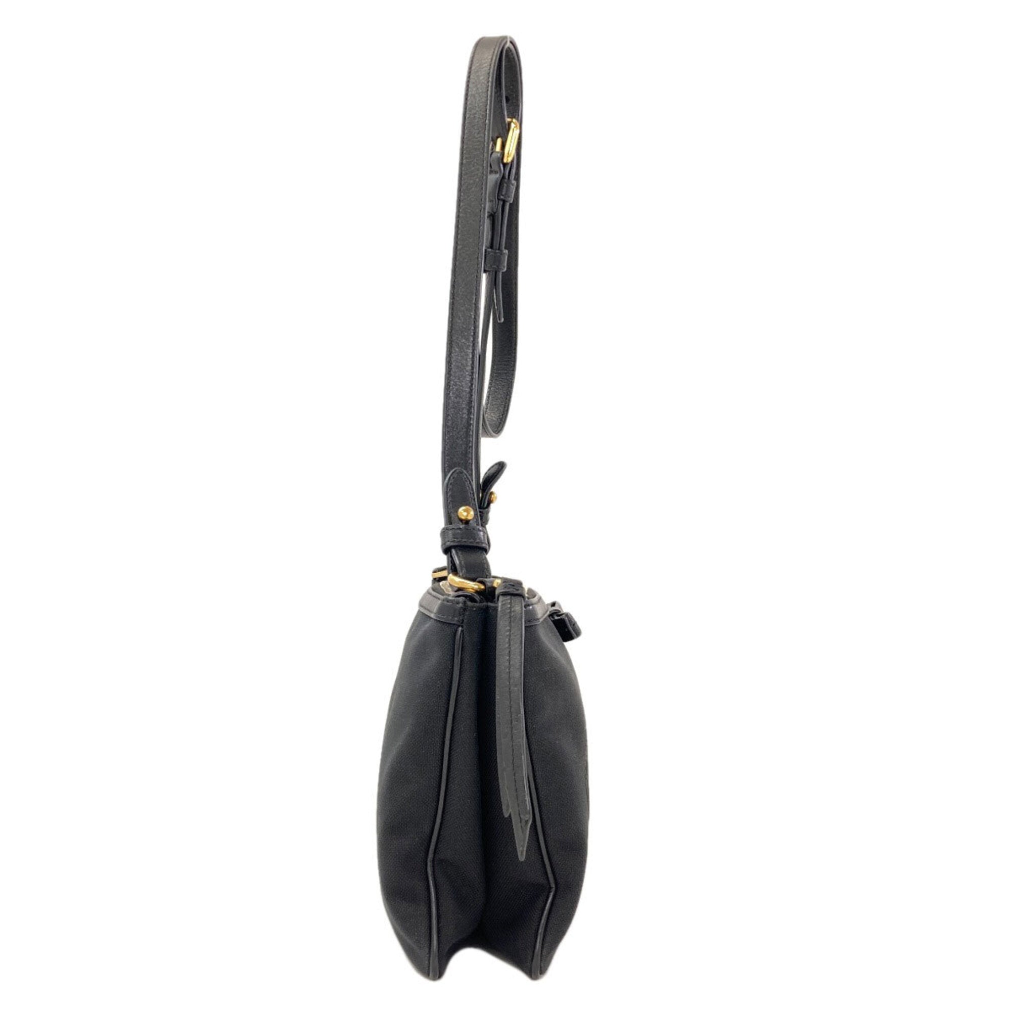 Prada Black Canvas Leather Shoulder Bag (Pre-Owned)