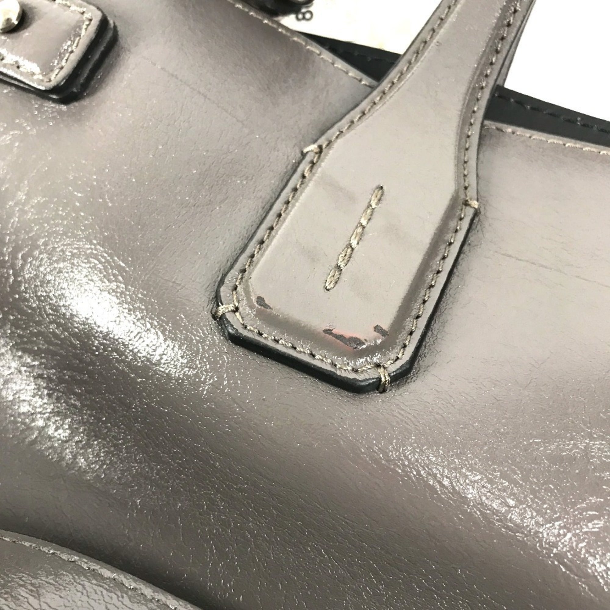 Burberry Gray Leather Handbag Shoulder Bag Tote Bag (Pre-Owned)