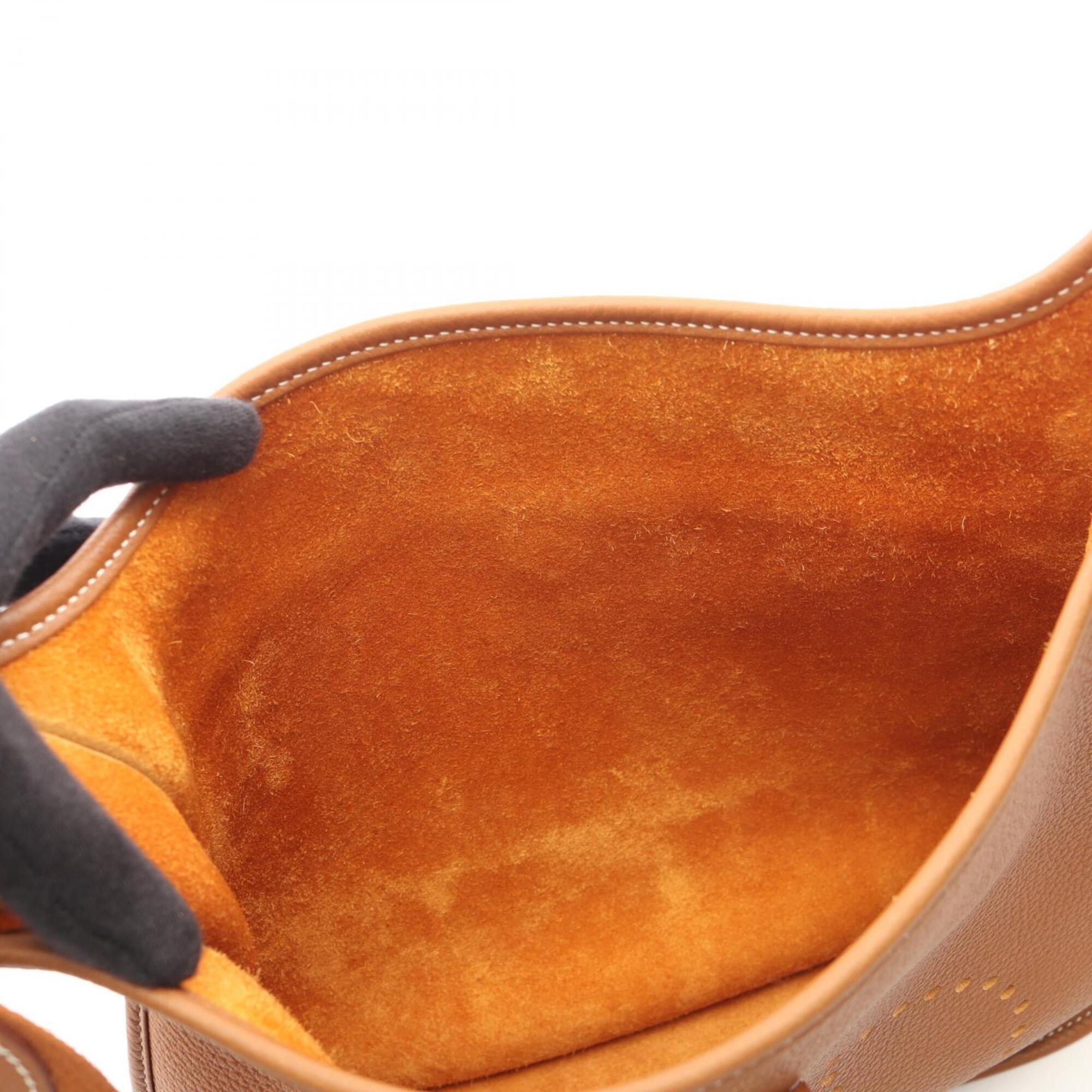 Hermes Brown Gold Brown Taurillon Clemence Leather Handbag Shoulder Bag (Pre-Owned)