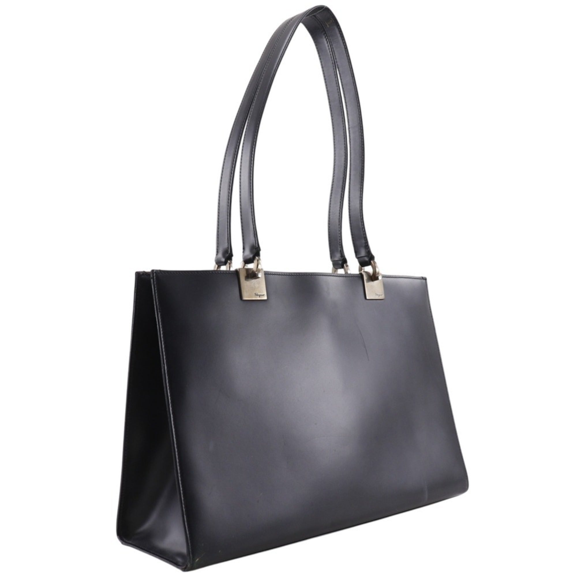 Salvatore Ferragamo Black Leather Tote Bag (Pre-Owned)