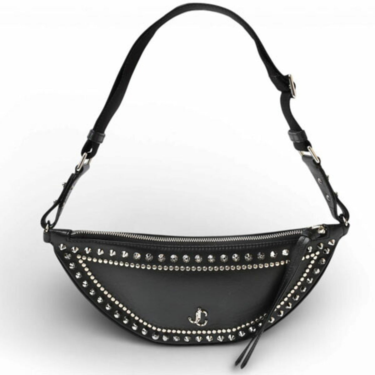 Jimmy Choo Black Leather Fanny Pack Shoulder Bag Sling Bag (Pre-Owned)