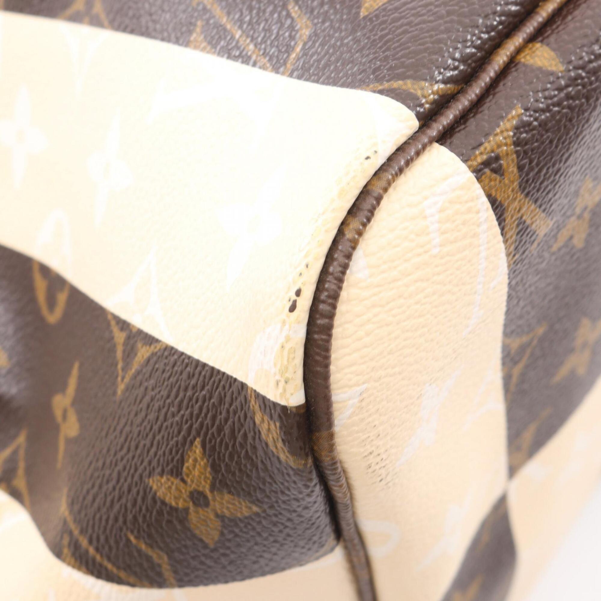 Louis Vuitton Beige Brown Coated Canvas Pvc Monogram Rayures Leather Handbag Tote Bag (Pre-Owned)