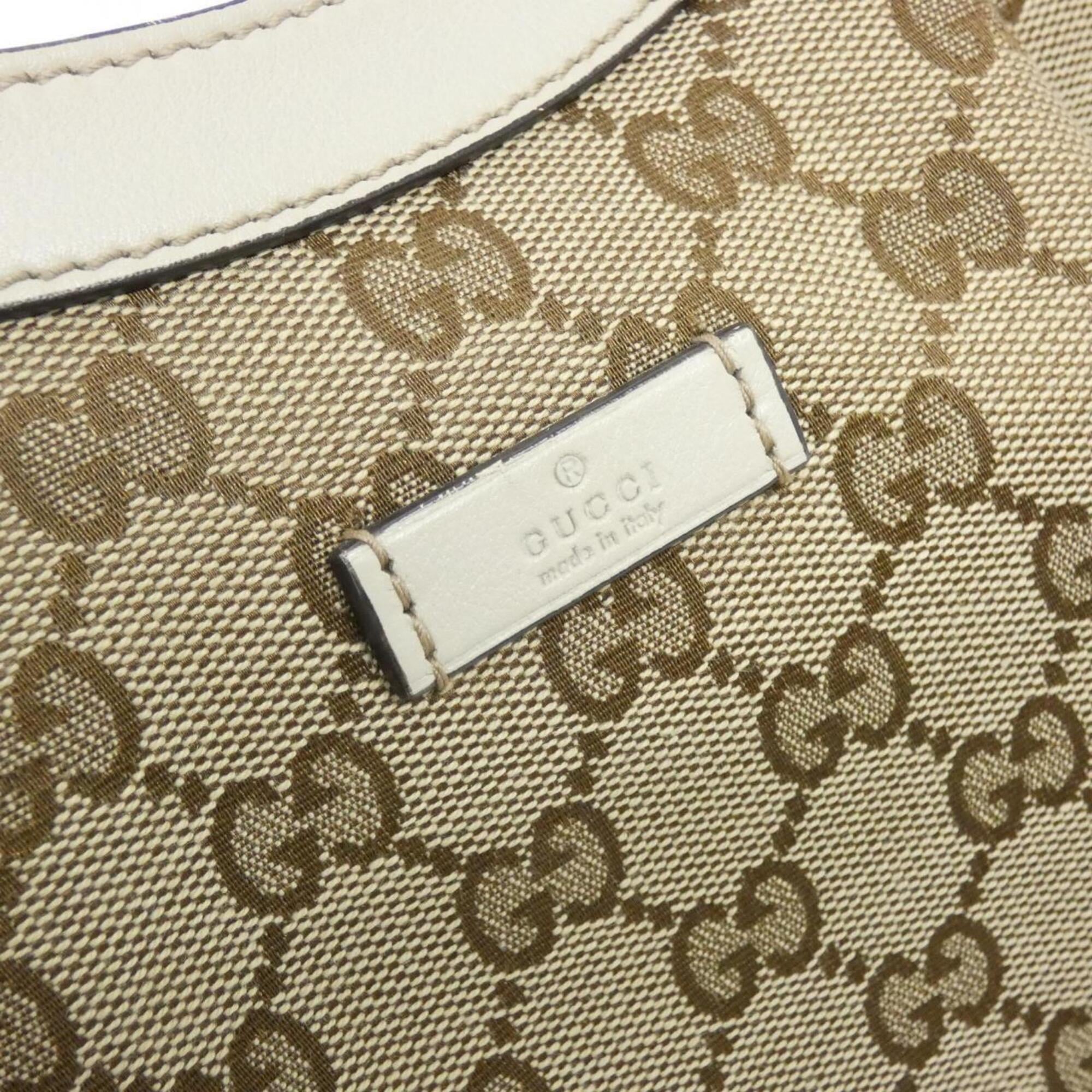 Gucci Beige Ivory Gg Canvas Handbag (Pre-Owned)