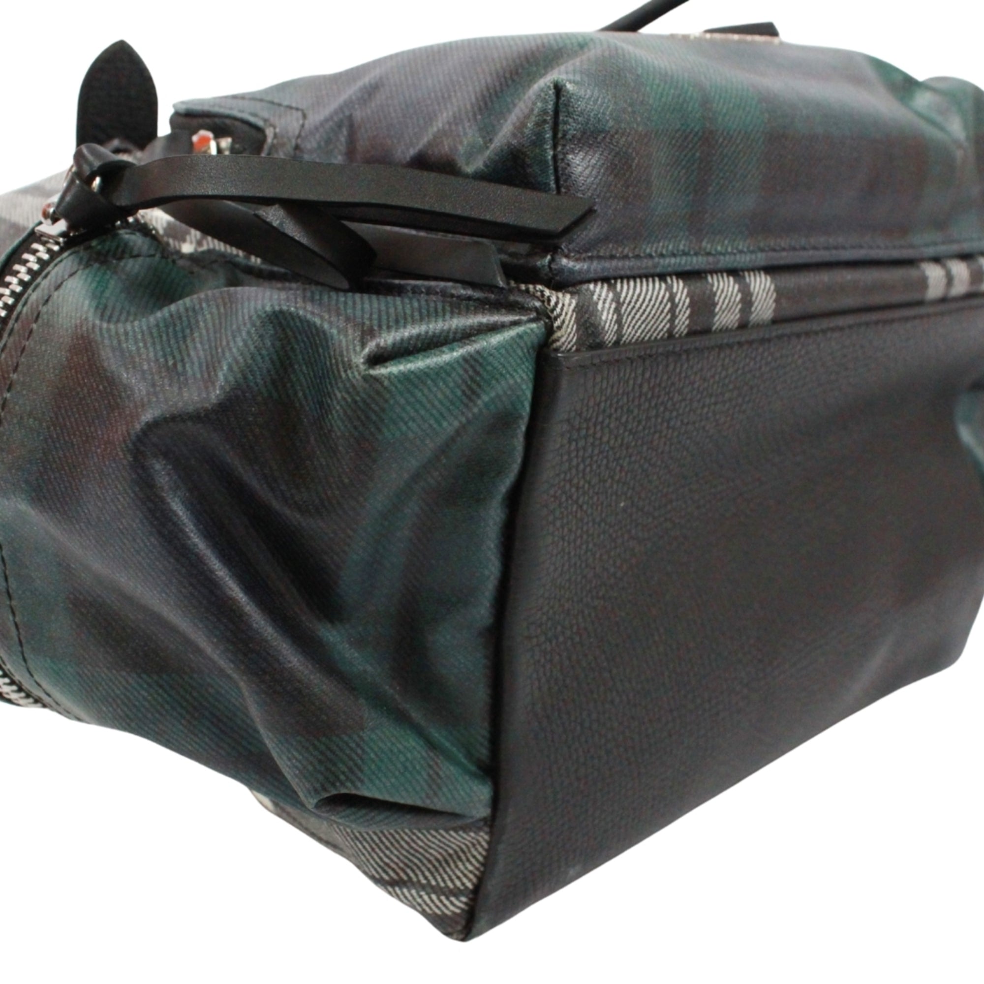 Burberry Black Green Cotton Canvas Backpack (Pre-Owned)