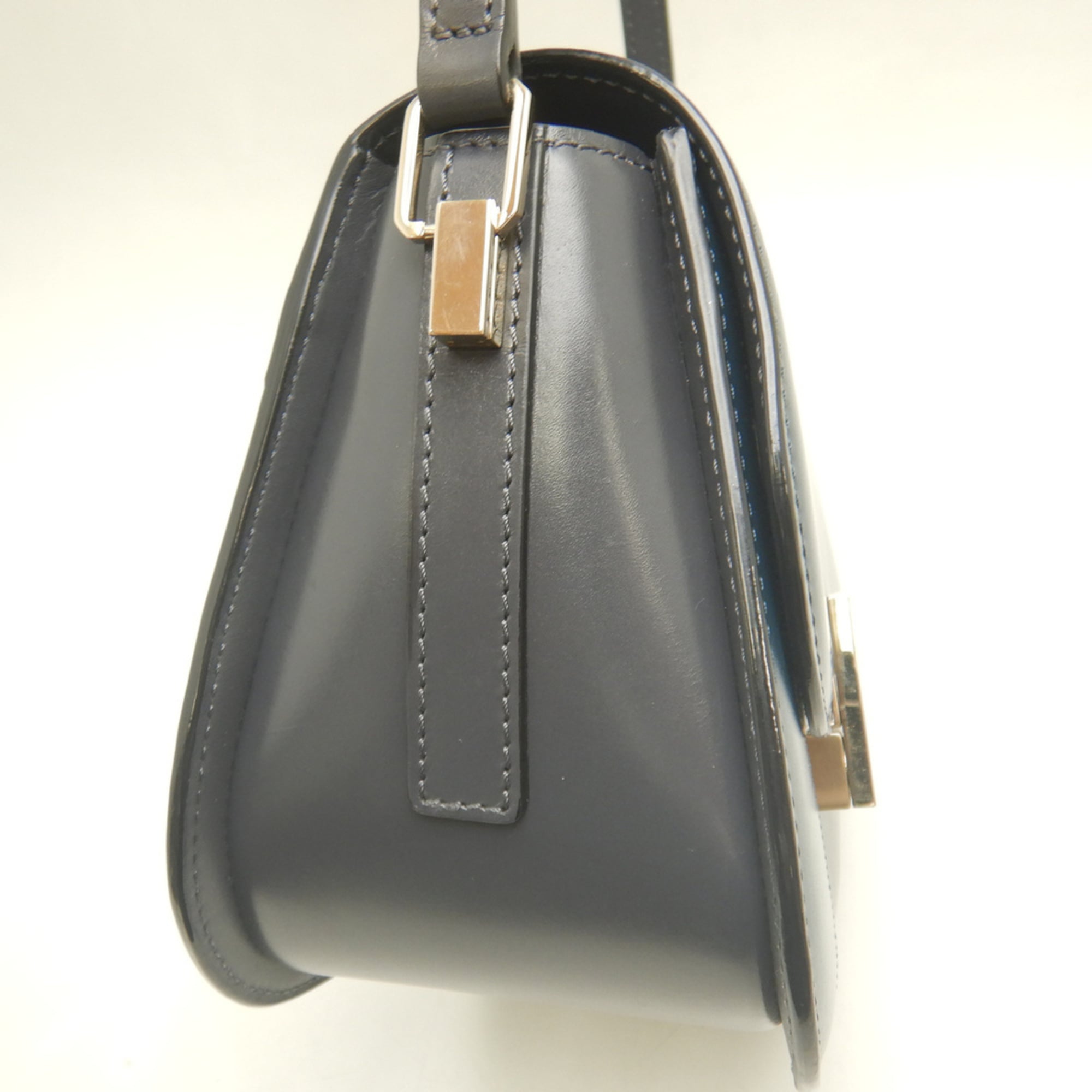 Valextra Gray Navy Leather Shoulder Bag (Pre-Owned)