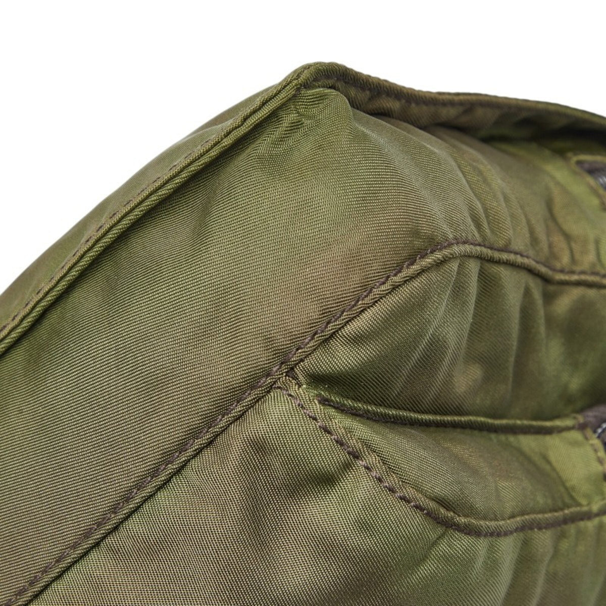 Prada Green Khaki Nylon Leather Shoulder Bag (Pre-Owned)