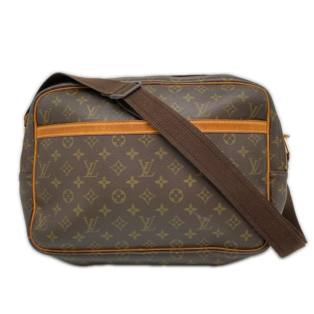 Louis Vuitton Beige Brown Monogram Coated Canvas Leather Shoulder Bag (Pre-Owned)