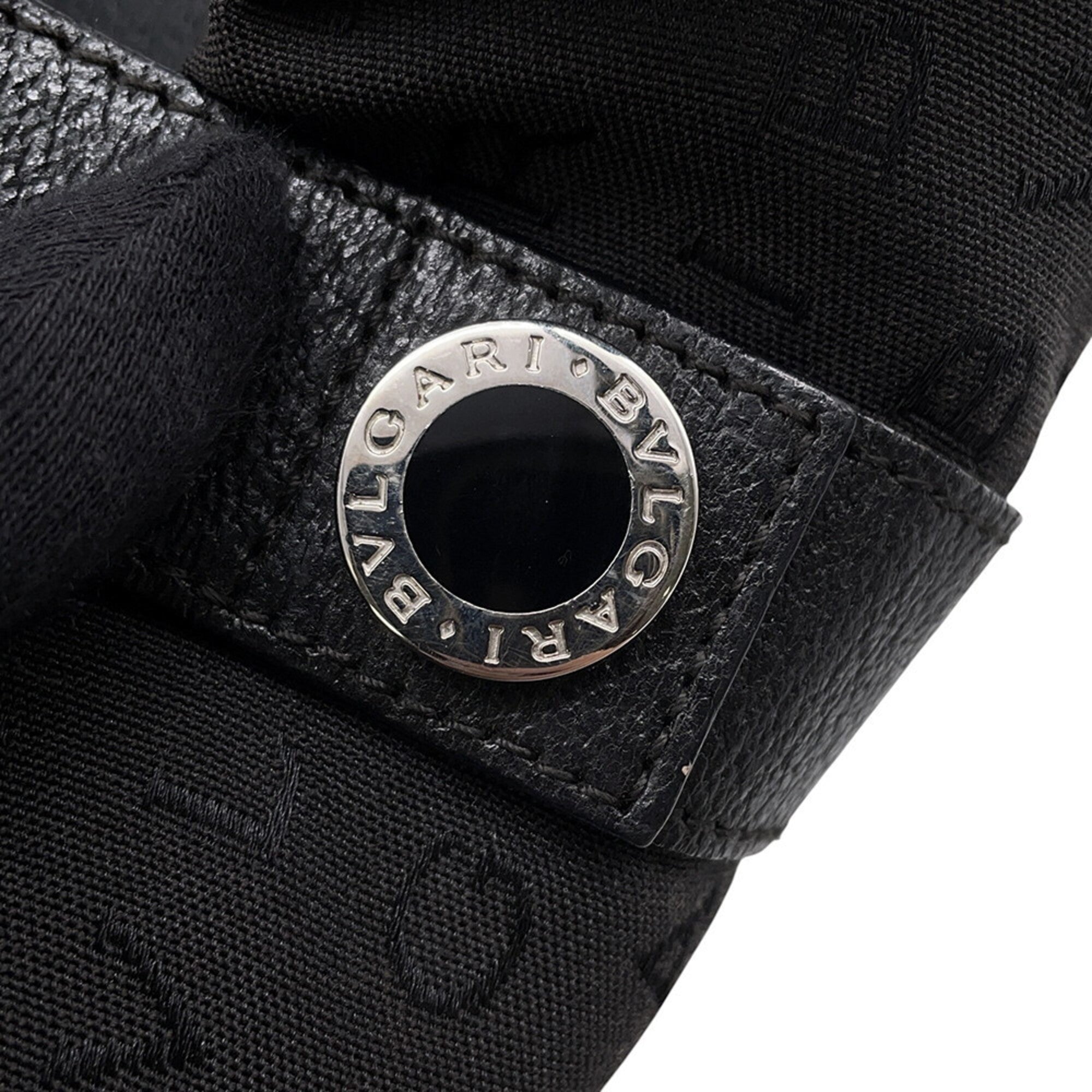Bvlgari Black Canvas Leather Handbag Tote Bag (Pre-Owned)