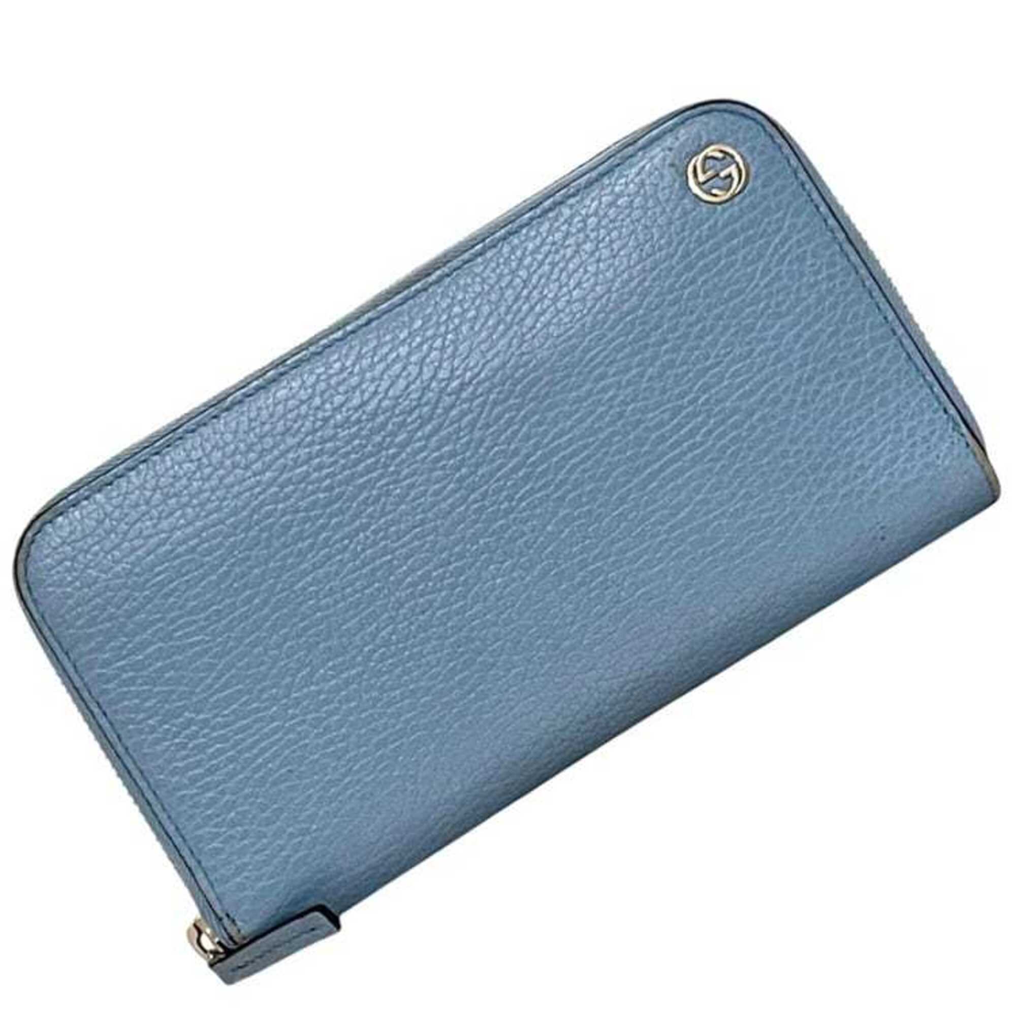 Gucci Light Blue Leather Long Wallet (Bi-Fold) (Pre-Owned)