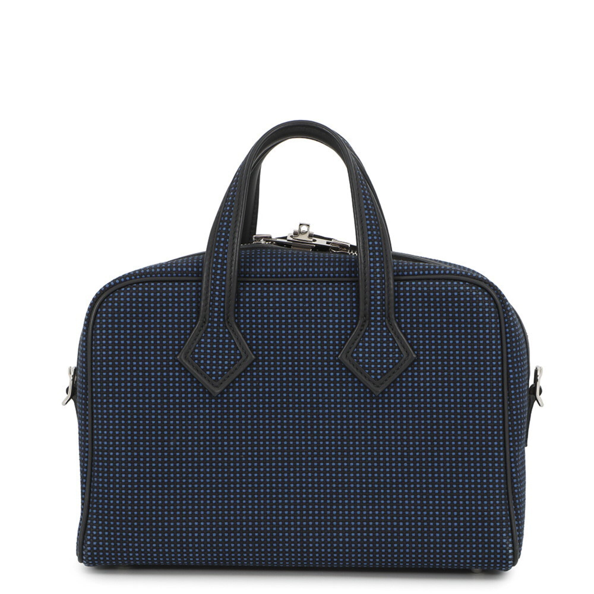 Hermes Black Bleu Saphir Swift Leather Canvas Handbag Shoulder Bag (Pre-Owned)