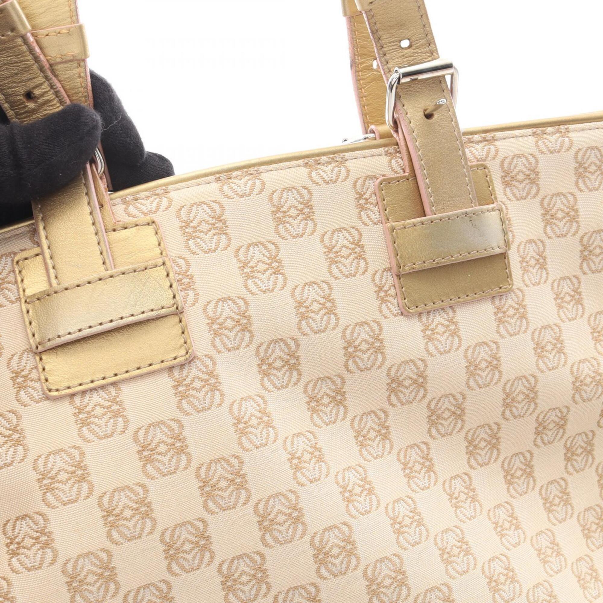 Loewe Beige Canvas Leather Handbag (Pre-Owned)