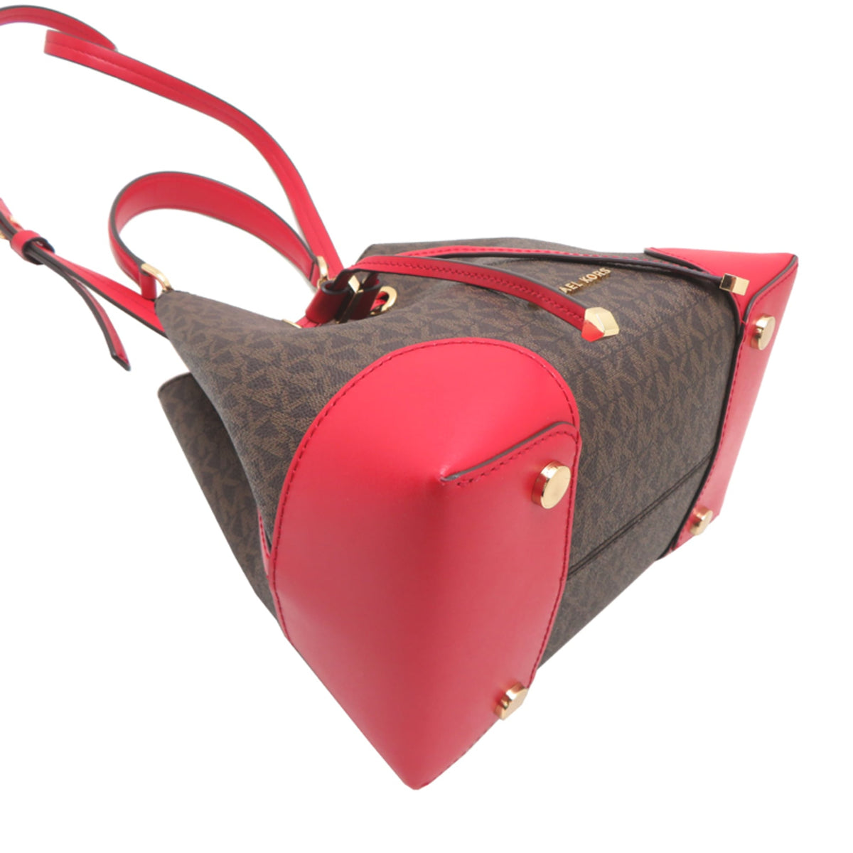 Michael Kors Brown Red Color Pvc Leather Handbag (Pre-Owned)