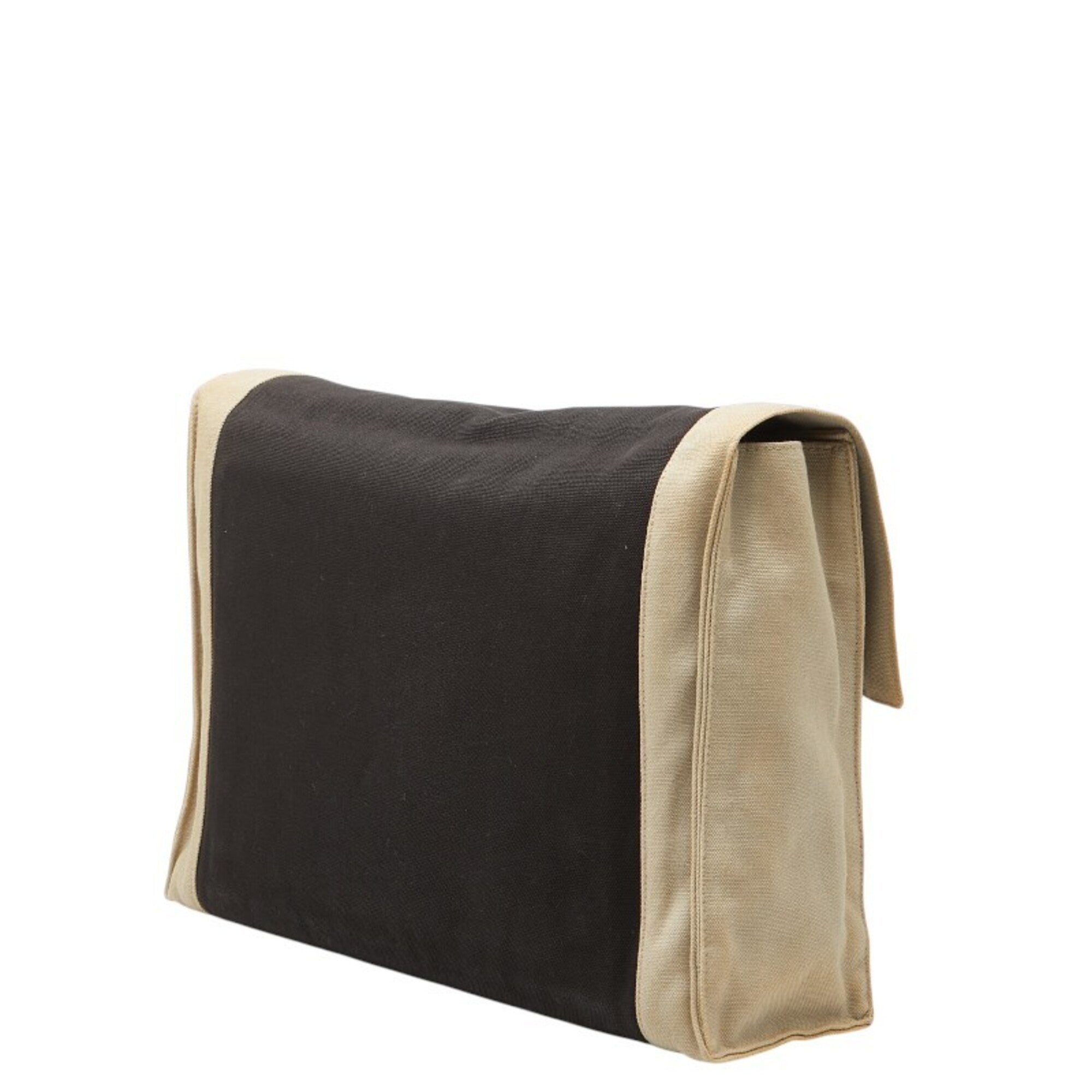 Hermes Beige Black Cotton Clutch Bag (Pre-Owned)