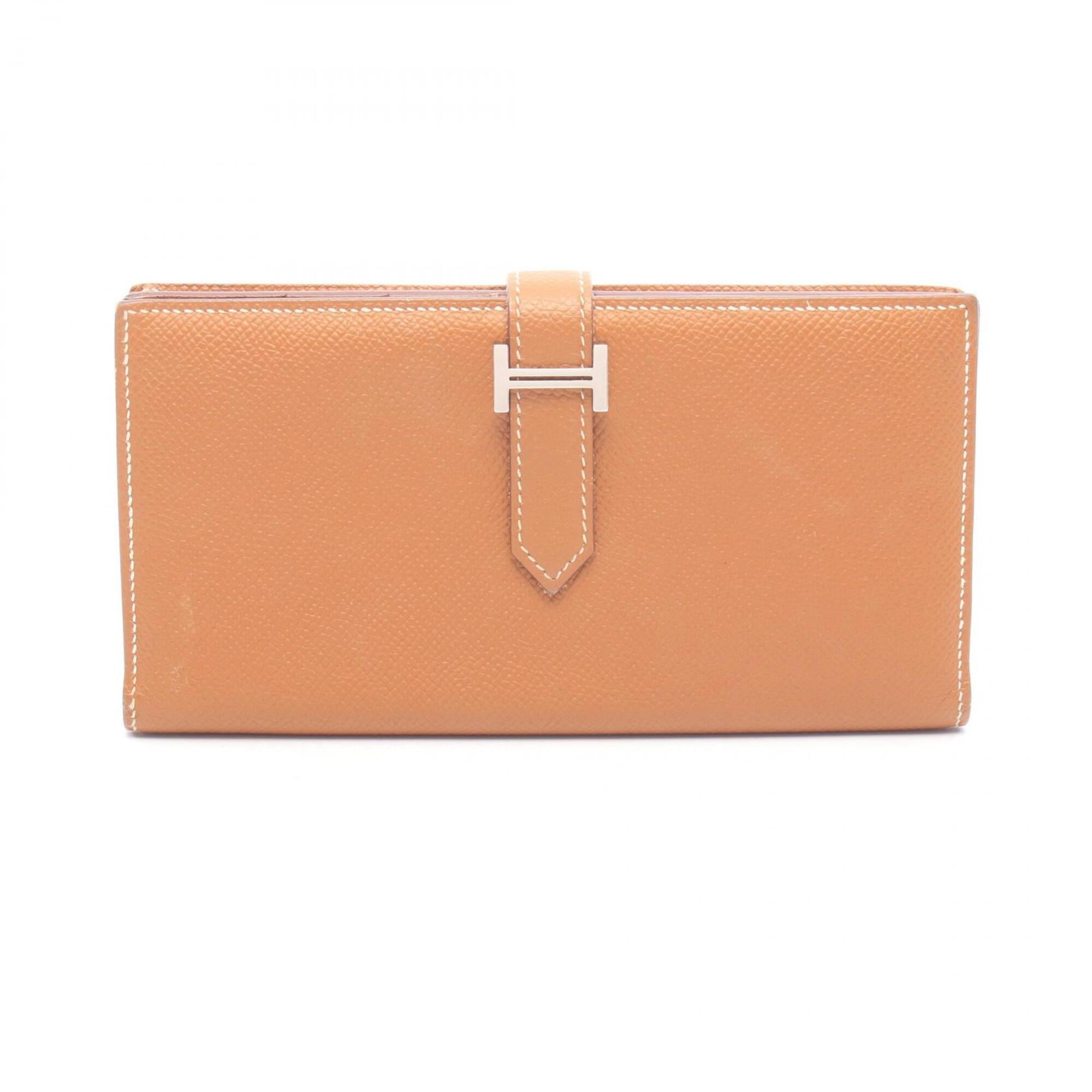 Hermes Brown Gold Brown Epsom Leather Long Wallet (Bi-Fold) (Pre-Owned)