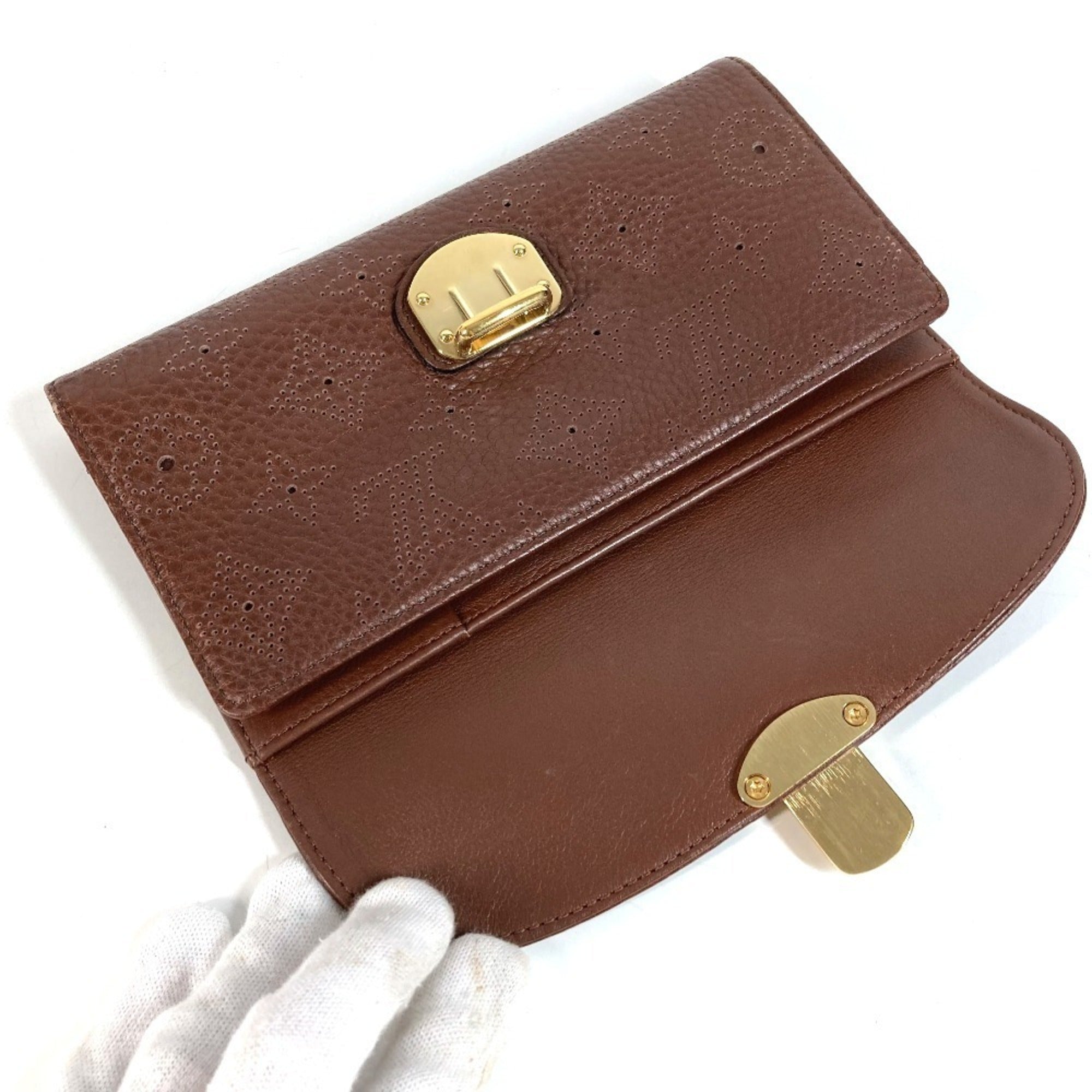 Louis Vuitton Brown Mahina Leather Long Wallet (Tri-Fold) (Pre-Owned)