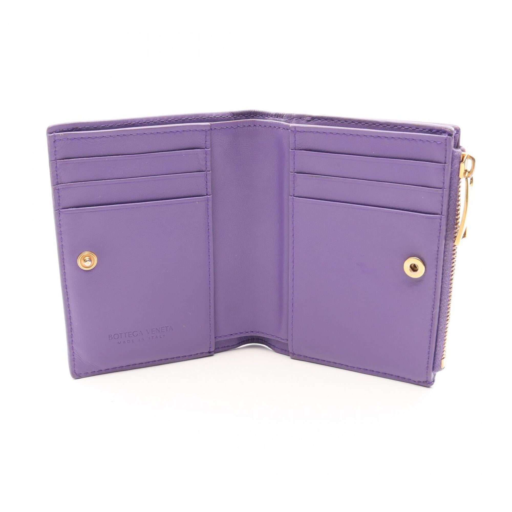 Bottega Veneta Intrecciato Purple Leather Wallet (Bi-Fold) (Pre-Owned)