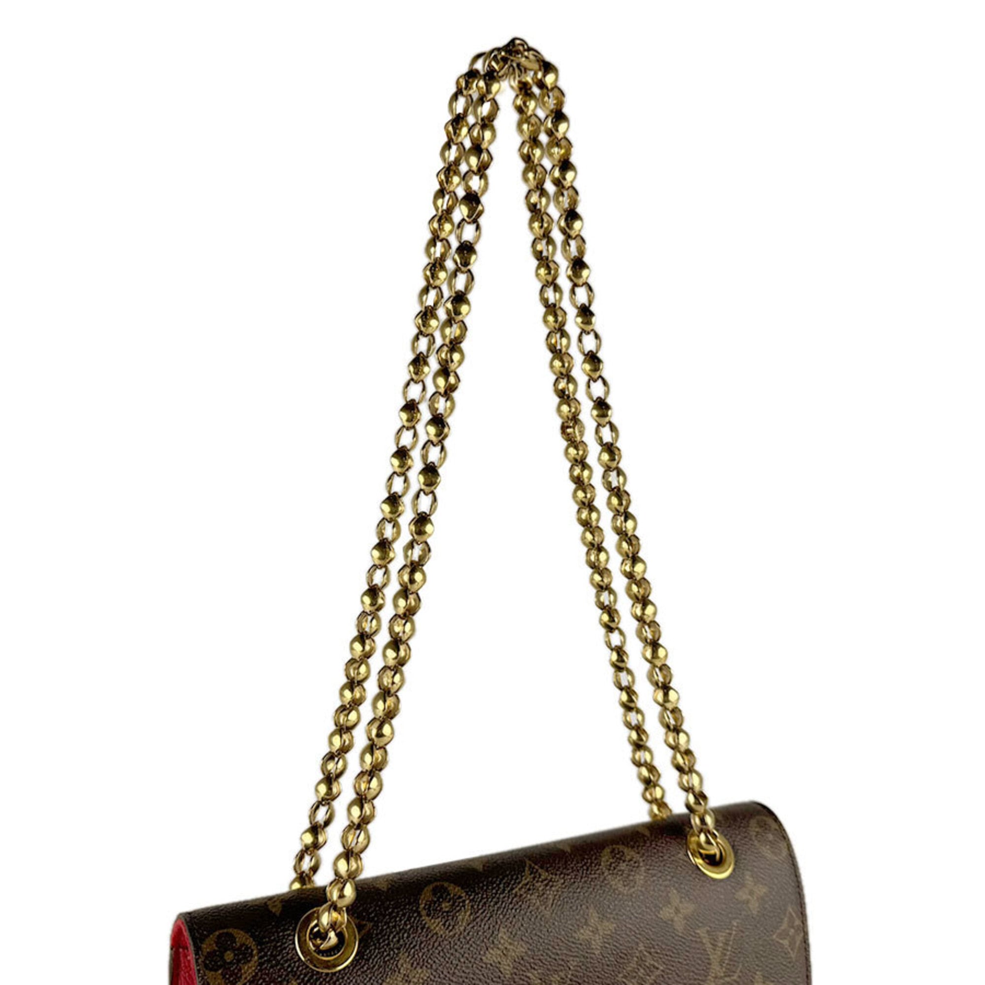 Louis Vuitton Brown Monogram Red Color Monogram Leather Shoulder Bag (Pre-Owned)