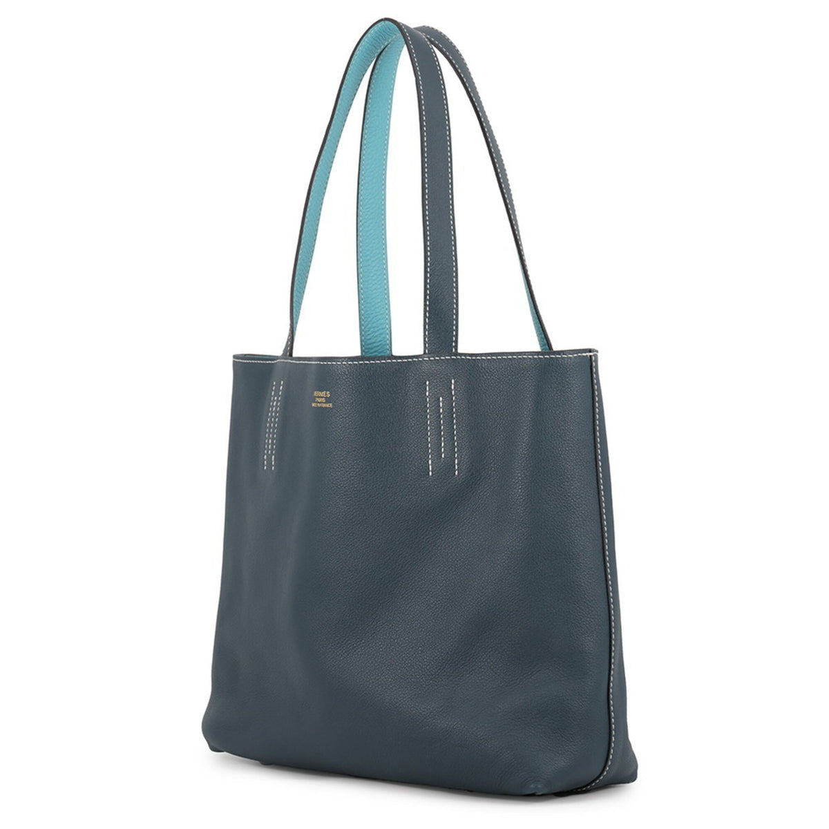 Hermes Blue Atoll Colvert Taurillon Clemence Leather Swift Leather Tote Bag (Pre-Owned)