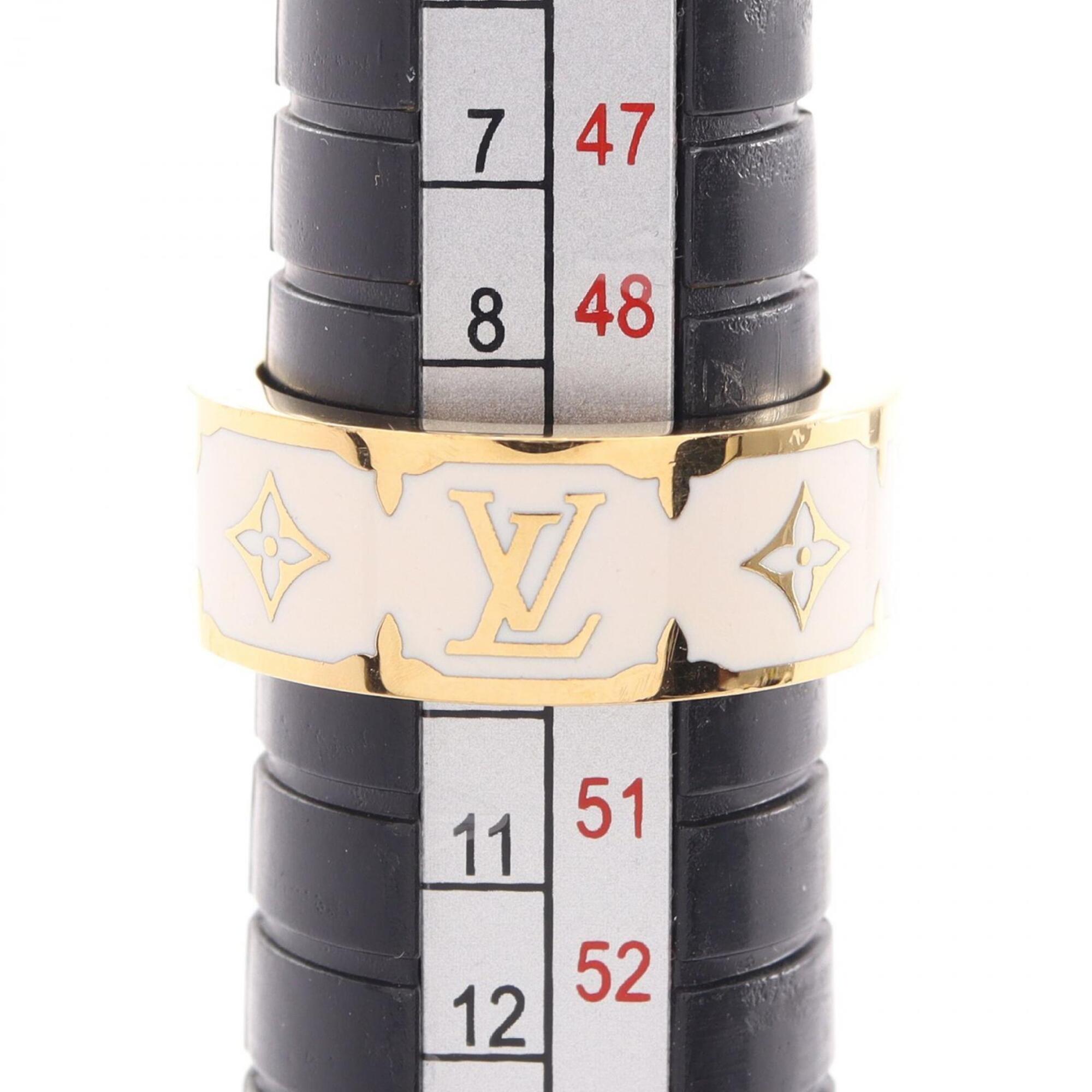 Louis Vuitton Gold Ivory Enamel Gold Plating Band Ring (Pre-Owned)