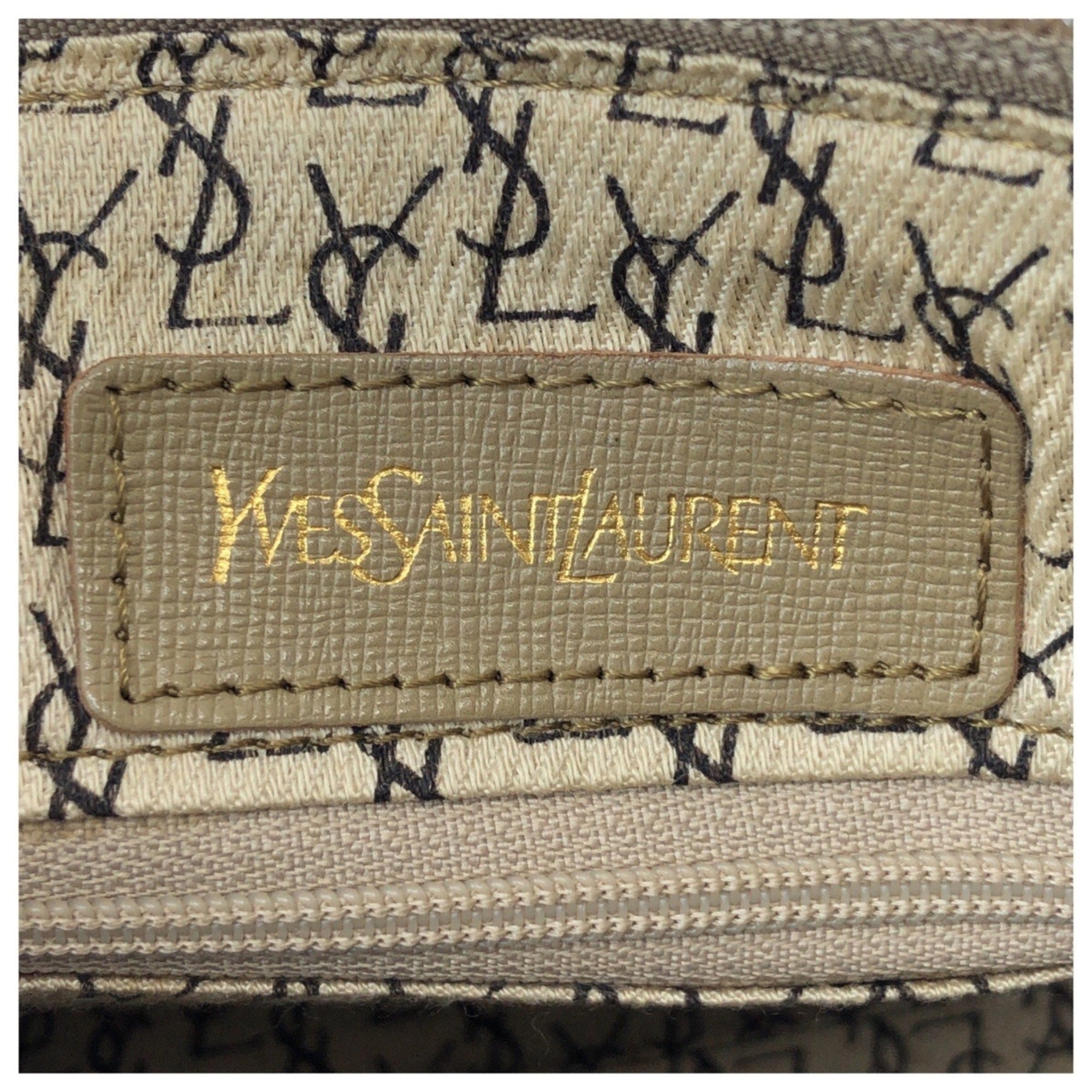 Yves Saint Laurent Beige Brown Pvc Leather Boston Bag Handbag (Pre-Owned)