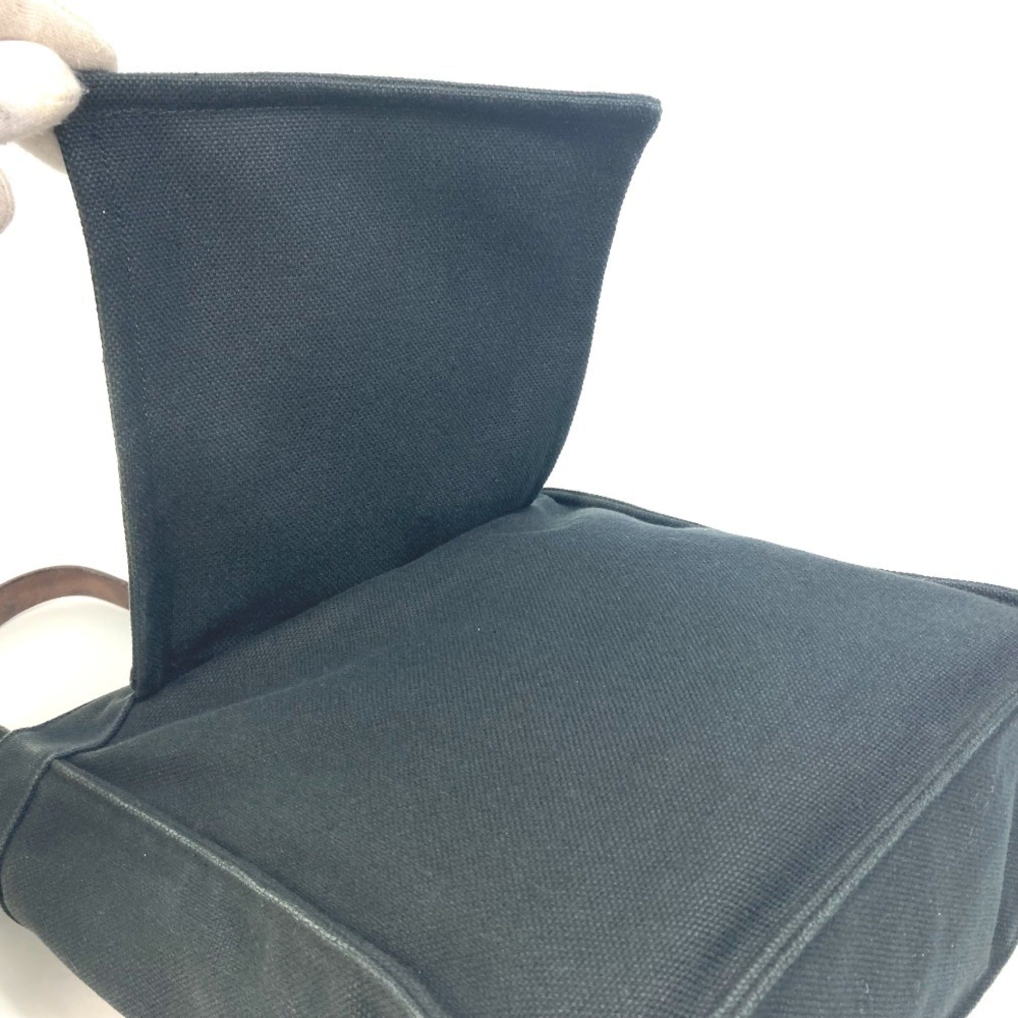 Hermes Marwari Black Canvas Leather Shoulder Bag Tote Bag (Pre-Owned)
