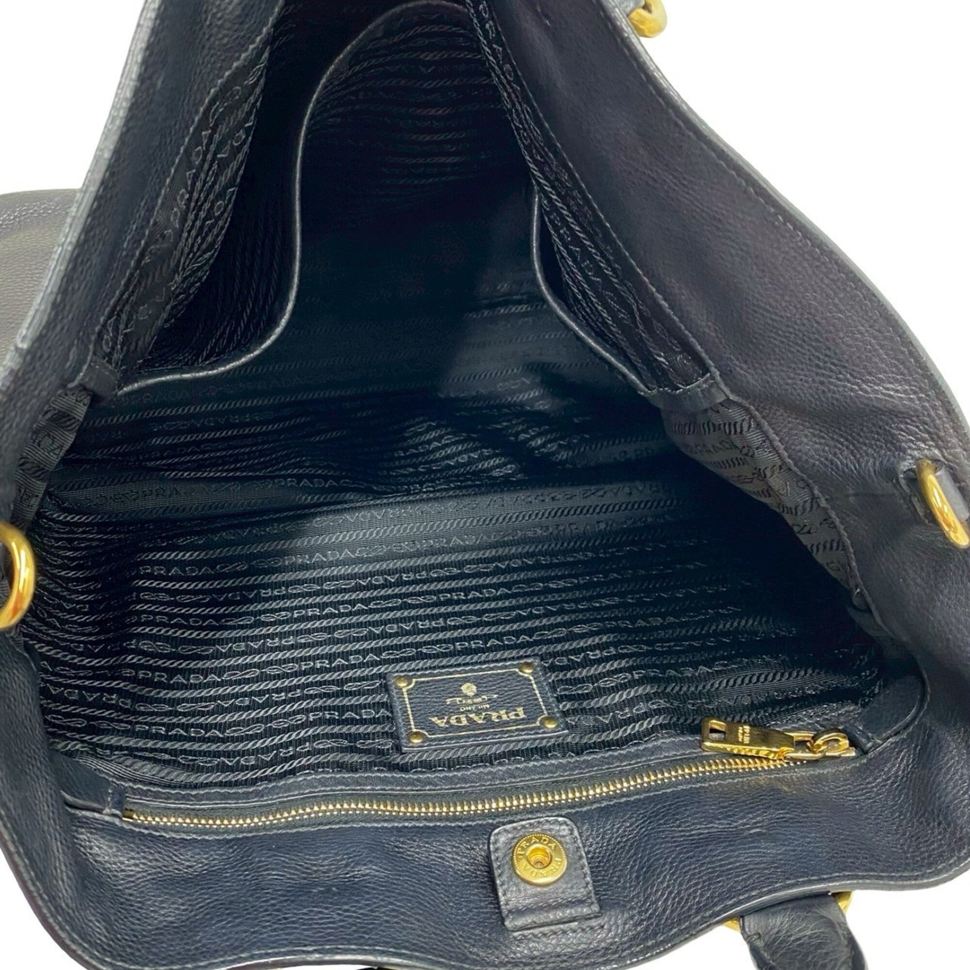 Prada Black Leather Handbag Shoulder Bag (Pre-Owned)