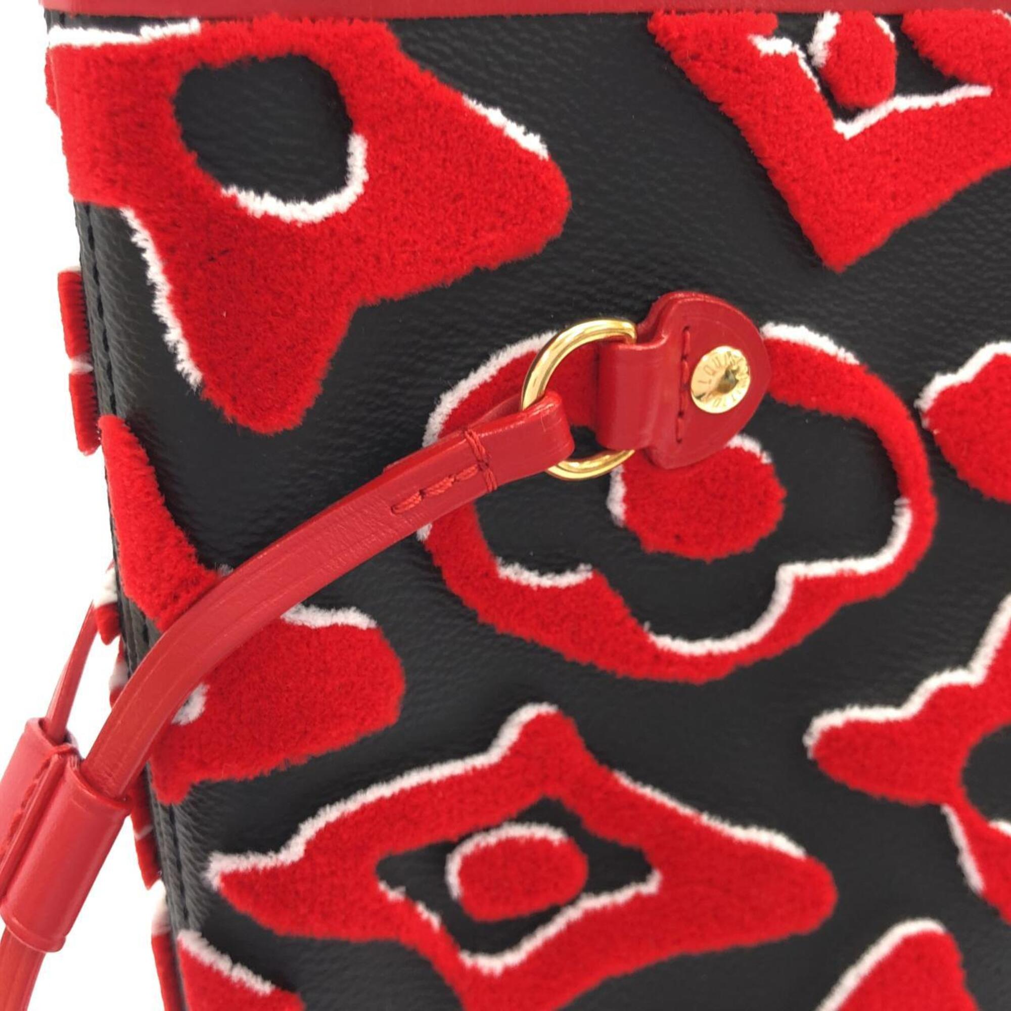 Louis Vuitton Black Red Color Coated Canvas Handbag Pouch (Pre-Owned)