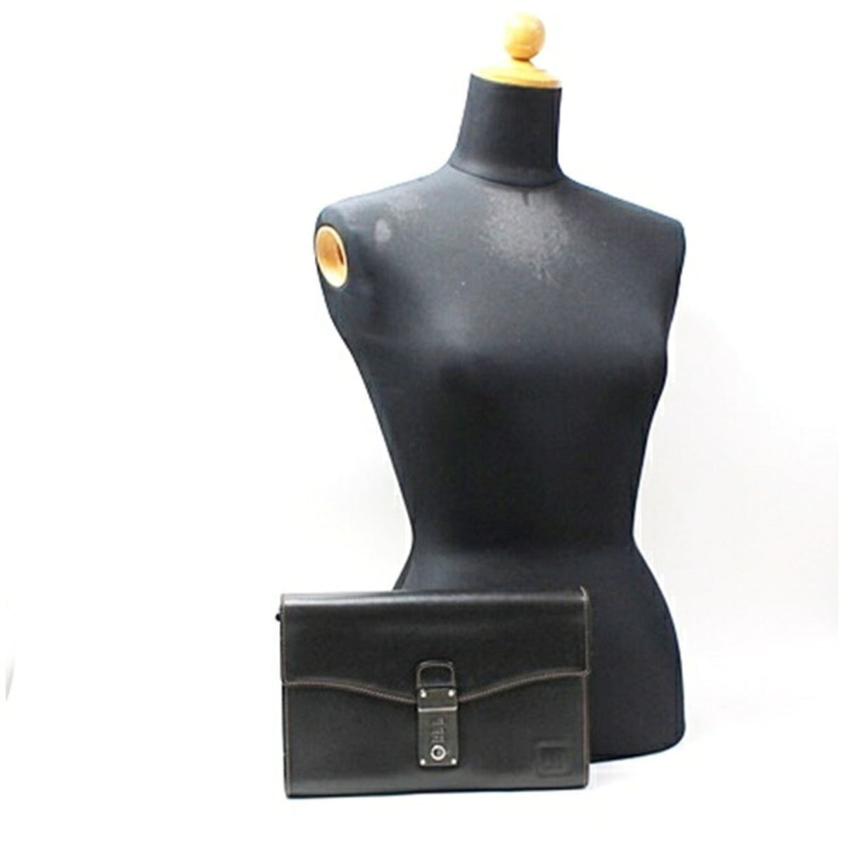 Dunhill Black Brown Leather Clutch Bag (Pre-Owned)