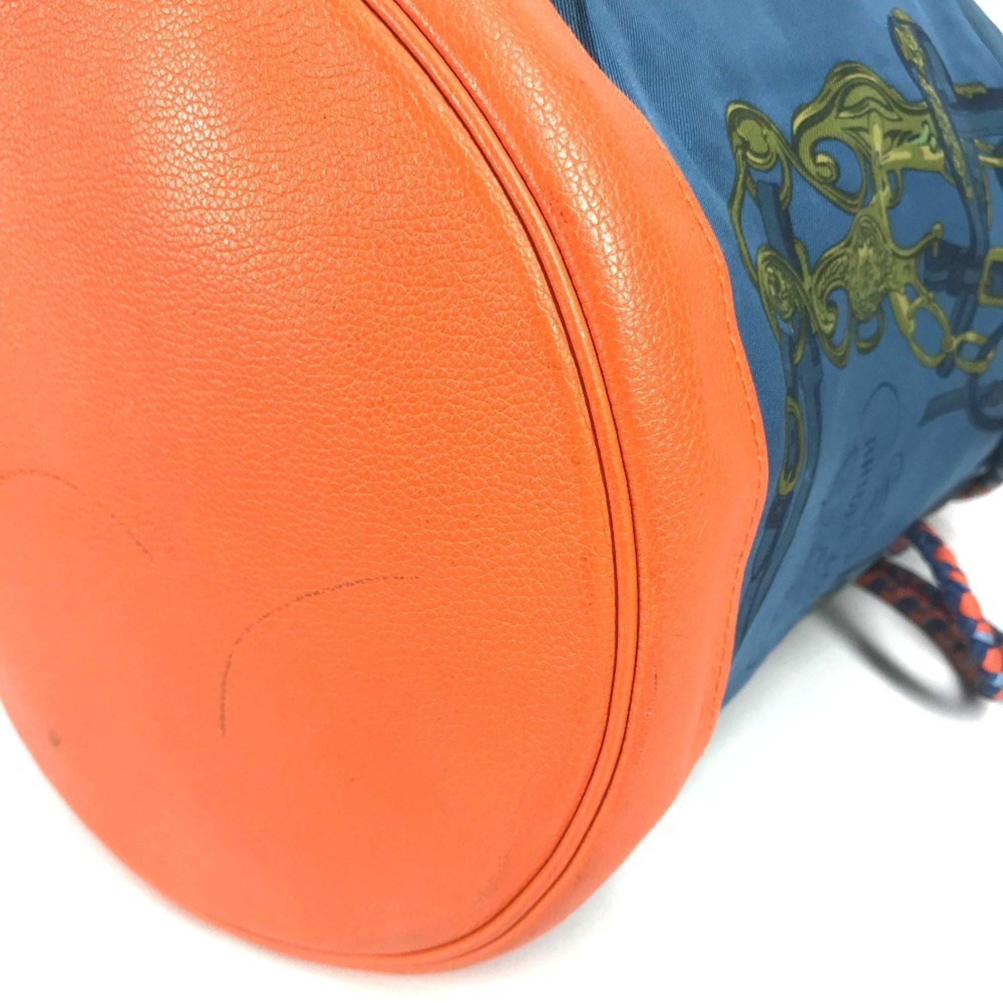 Hermes Blue Orange Silk Leather Shoulder Bag (Pre-Owned)