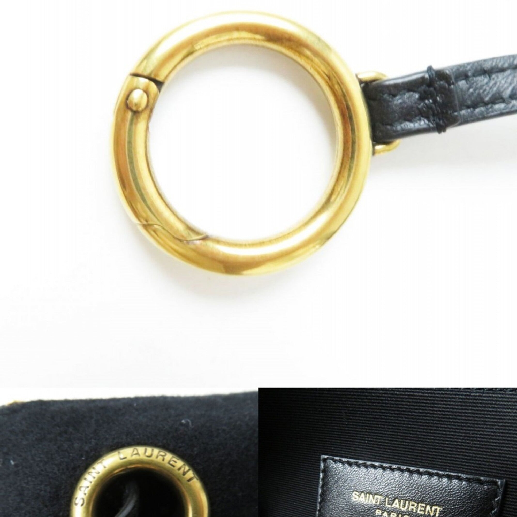 Saint Laurent Black Gold Wool Leather Pouch (Pre-Owned)