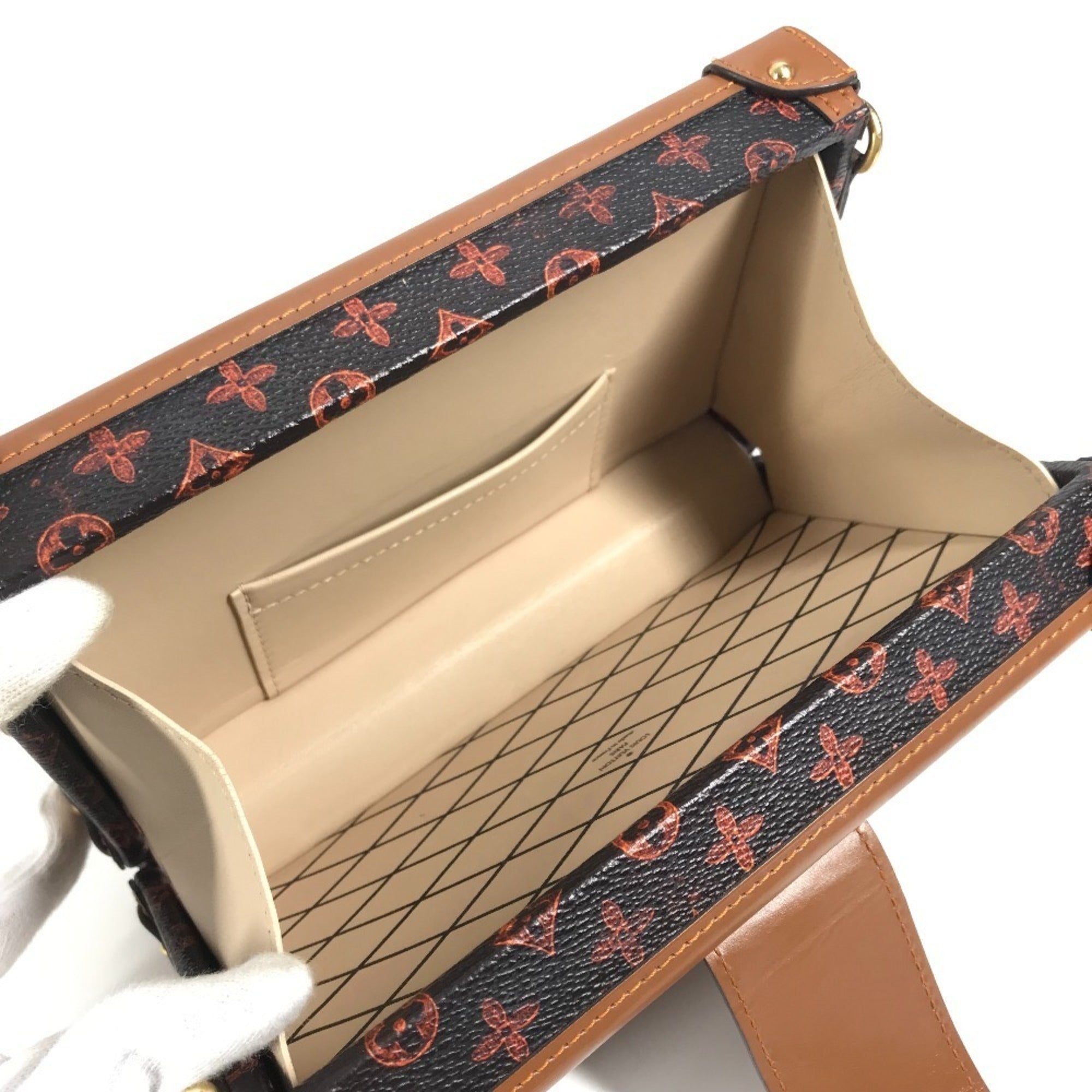 Louis Vuitton Brown Red Color Monogram Canvas Clutch Bag Shoulder Bag (Pre-Owned)