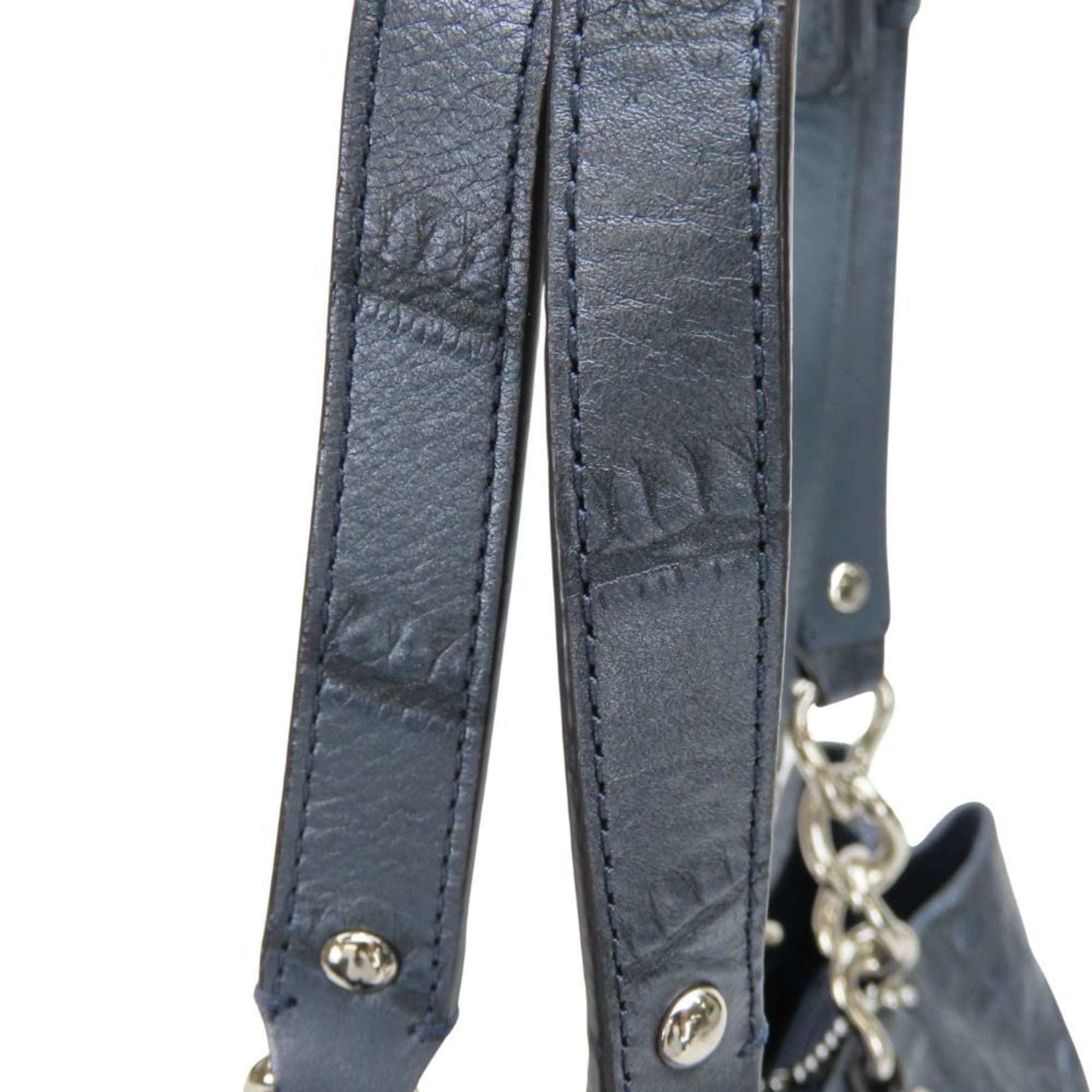 Coach Gray Metallic Navy Leather Tote Bag (Pre-Owned)