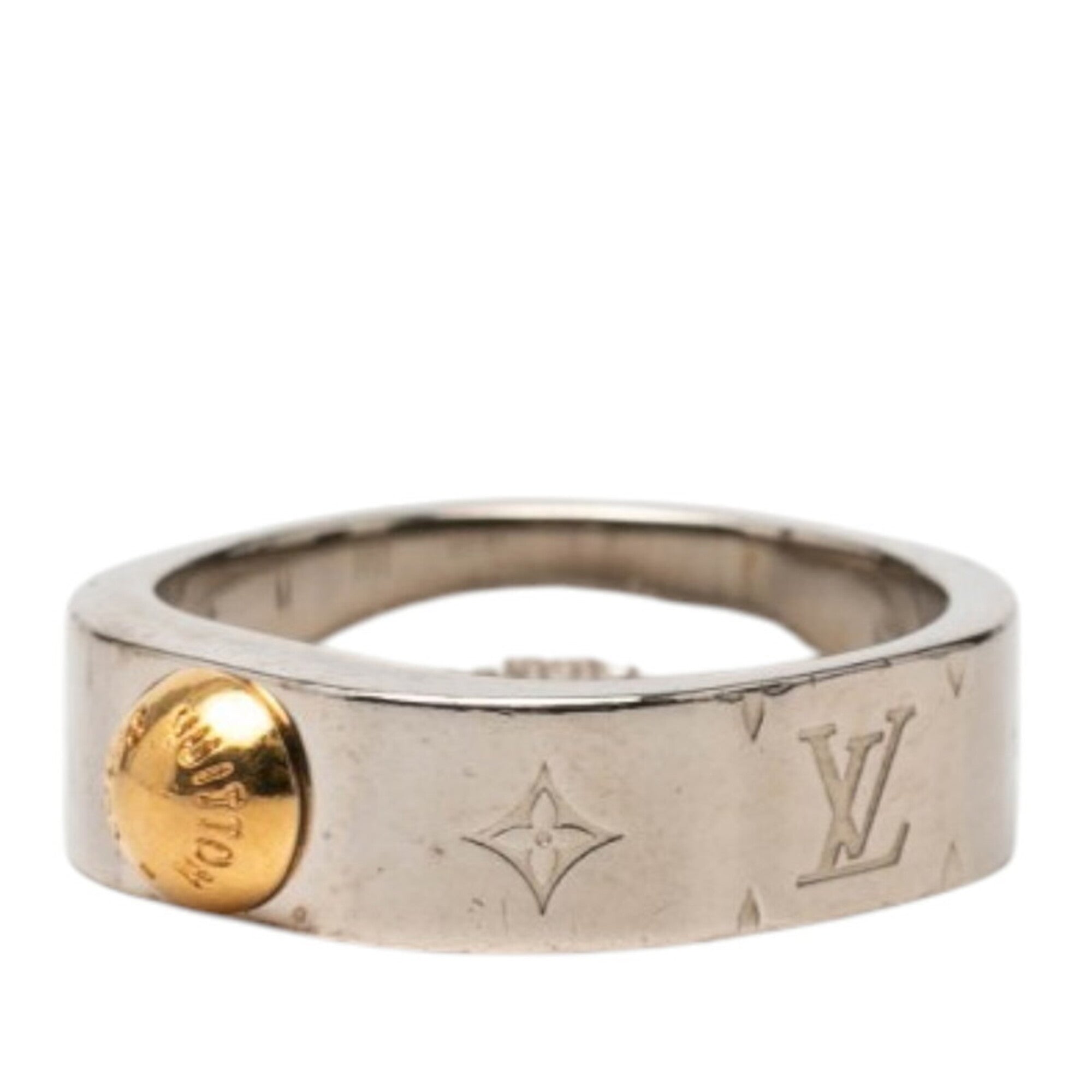 Louis Vuitton Gold Silver Metal Band Ring (Pre-Owned)