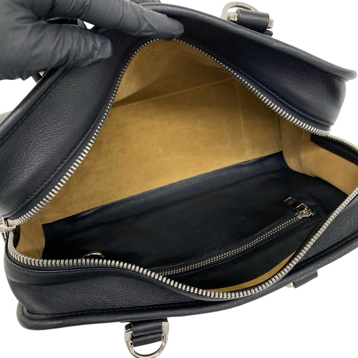 Loewe Black Leather Boston Bag Handbag Shoulder Bag (Pre-Owned)