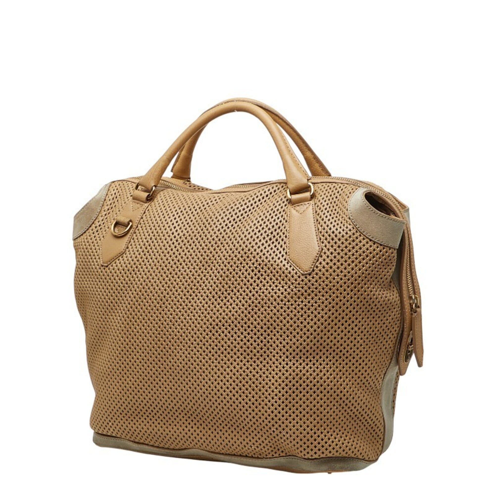 Burberry Beige Leather Handbag Shoulder Bag (Pre-Owned)