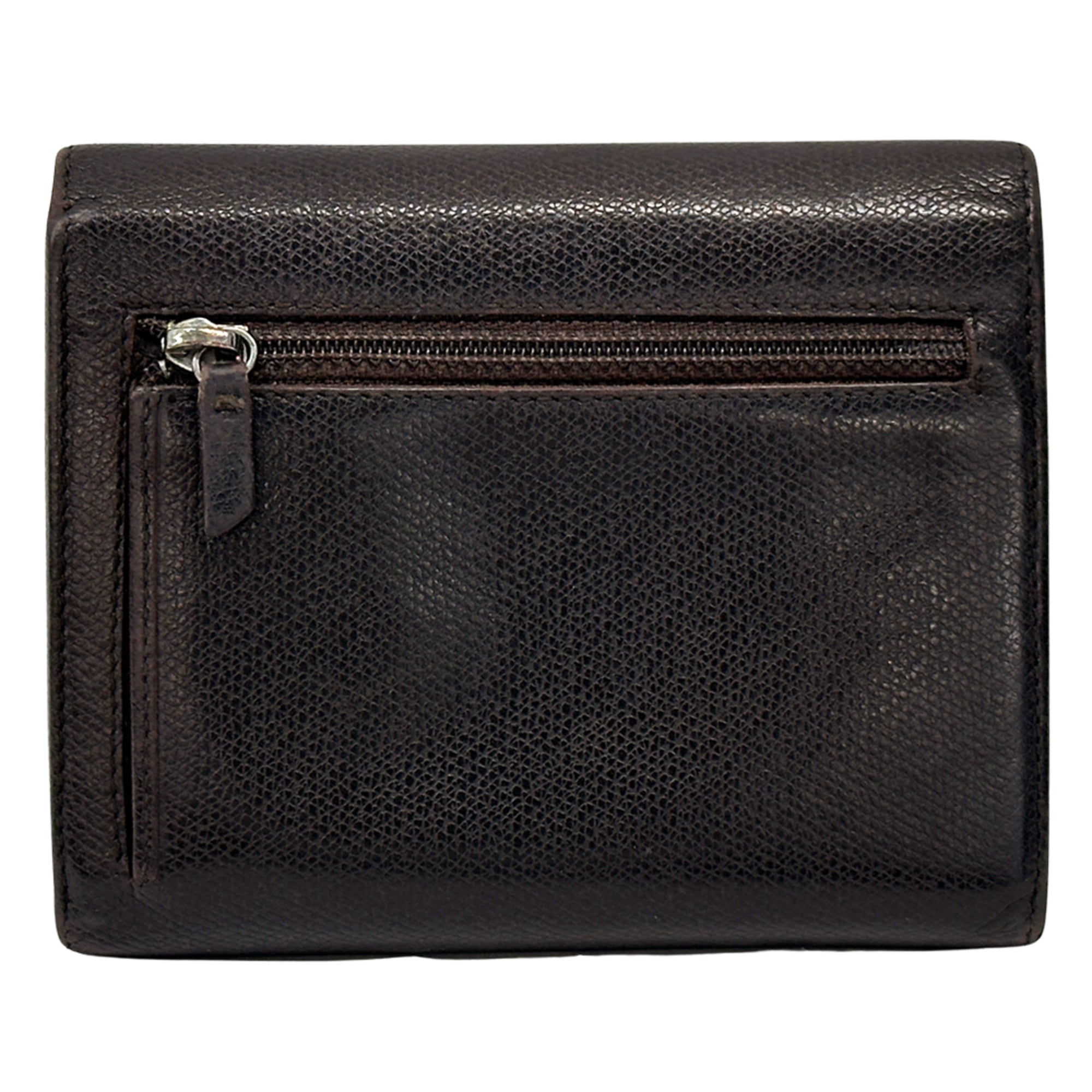 Chanel Dark Brown Leather Wallet (Bi-Fold) (Pre-Owned)