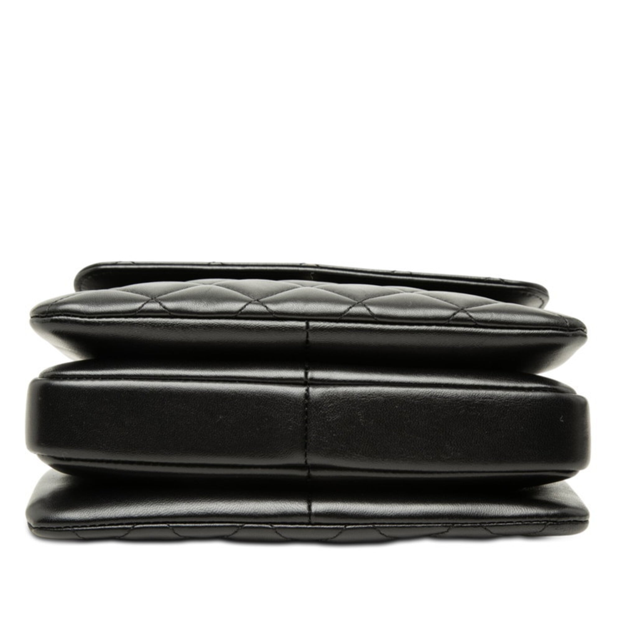 Chanel Black Leather Handbag Shoulder Bag (Pre-Owned)