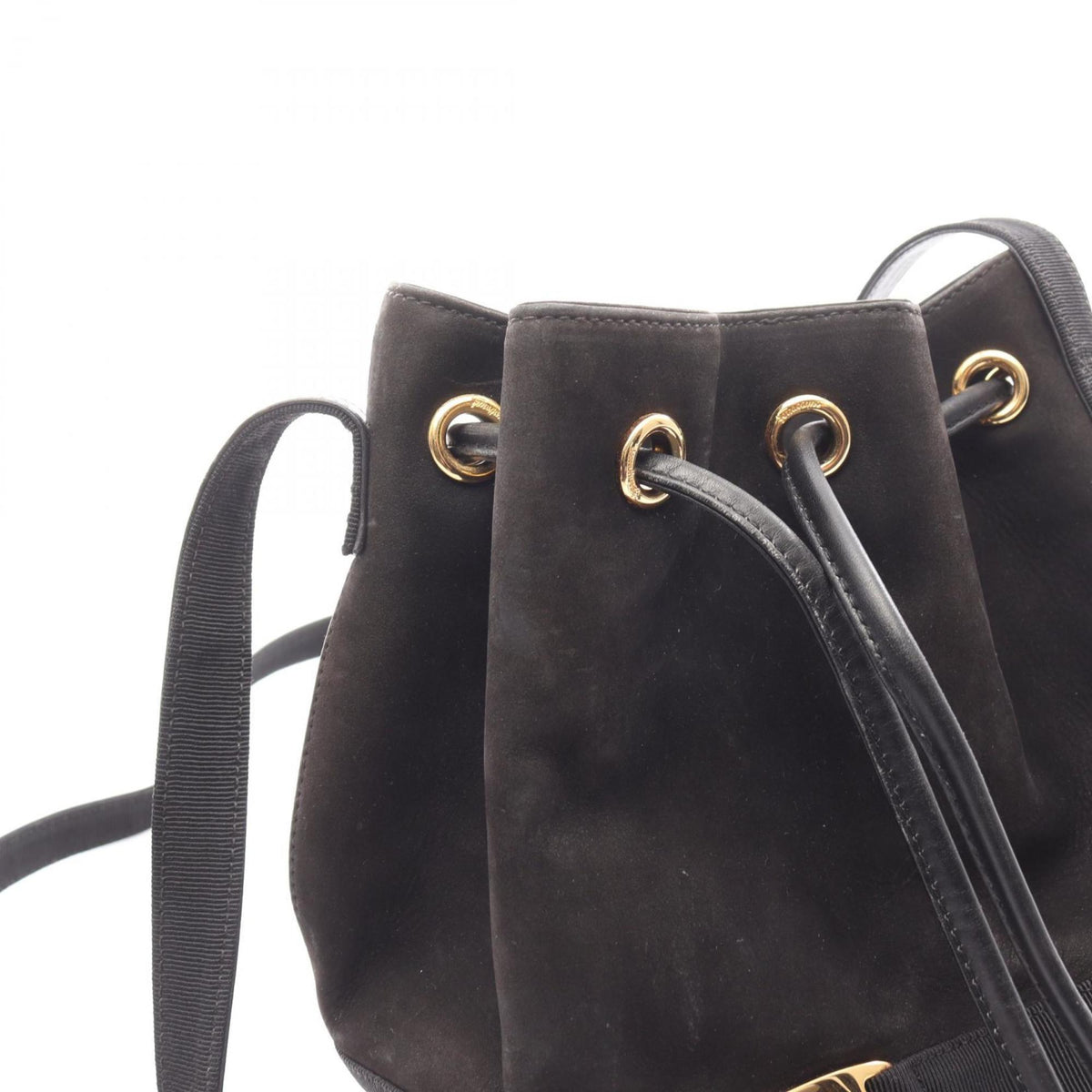 Salvatore Ferragamo Vara Black Suede Shoulder Bag (Pre-Owned)
