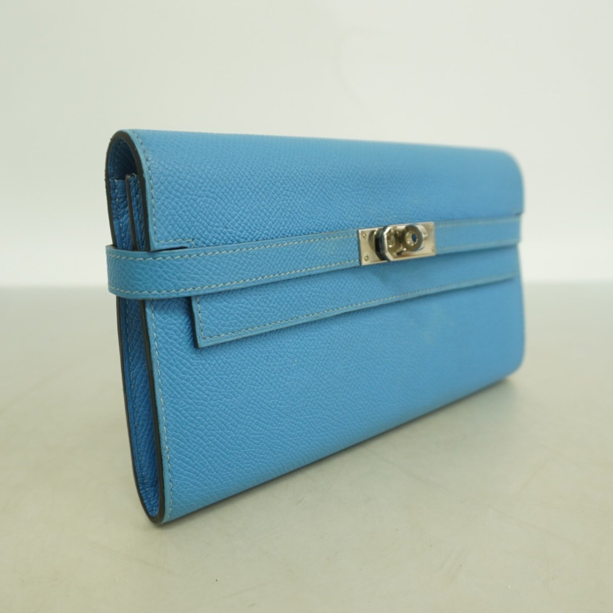 Hermes Azur Epsom Leather Long Wallet (Bi-Fold) (Pre-Owned)