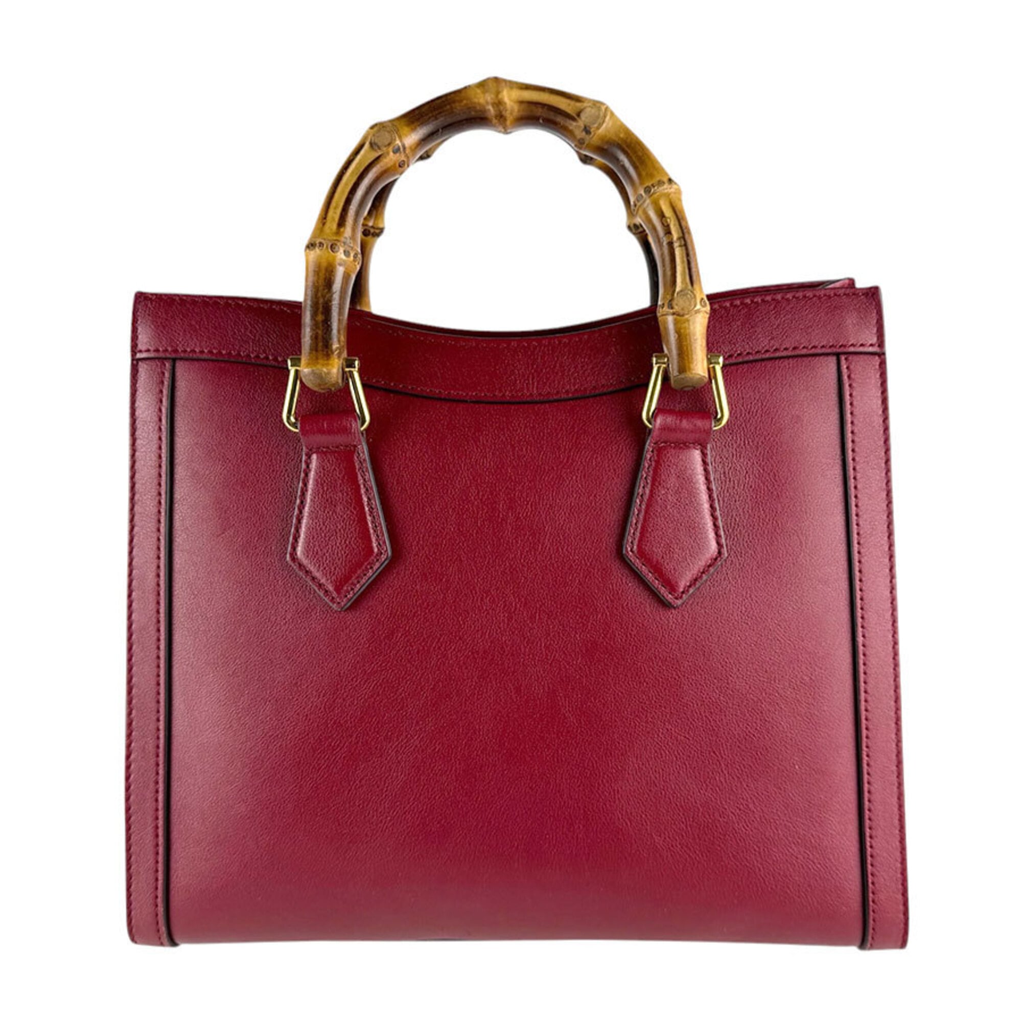 Gucci Red Color Leather Handbag Shoulder Bag Tote Bag (Pre-Owned)