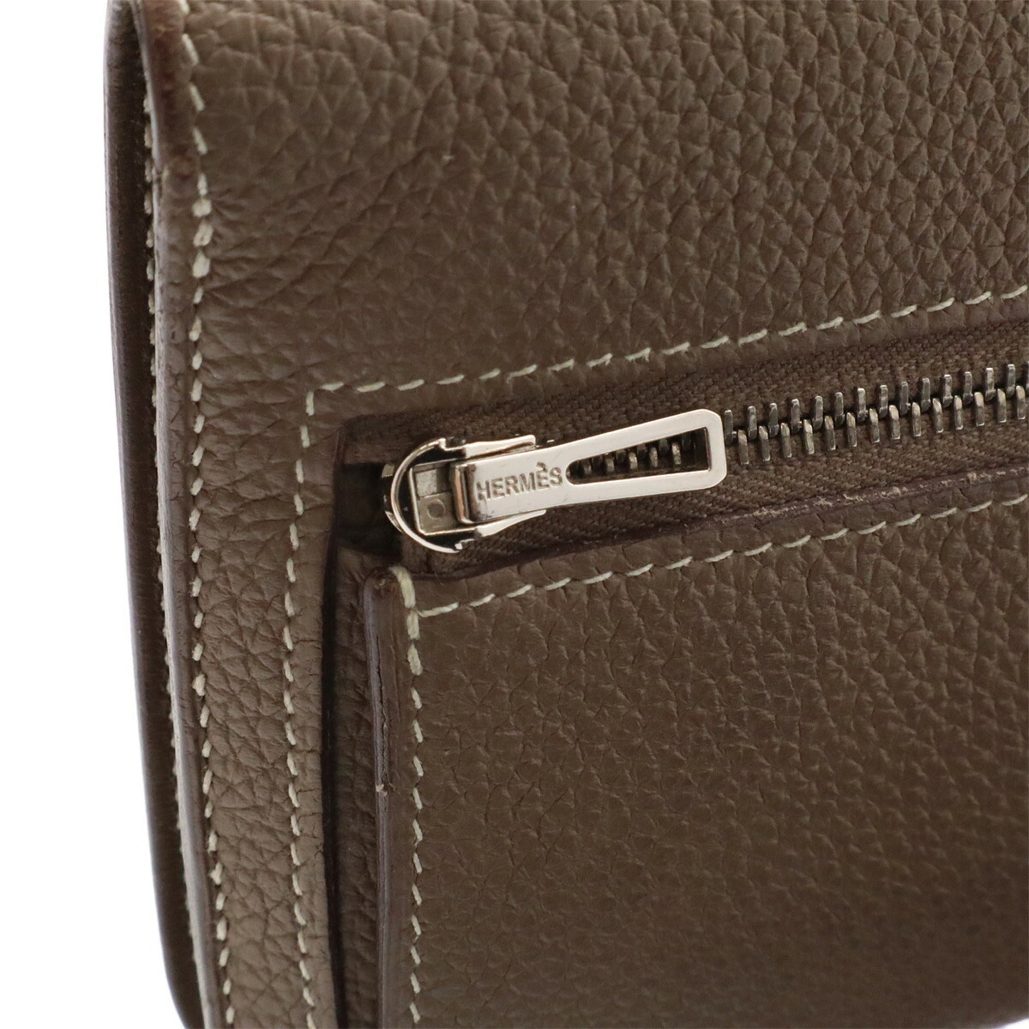 Hermes Etoupe Gray Togo Leather Long Wallet (Bi-Fold) (Pre-Owned)
