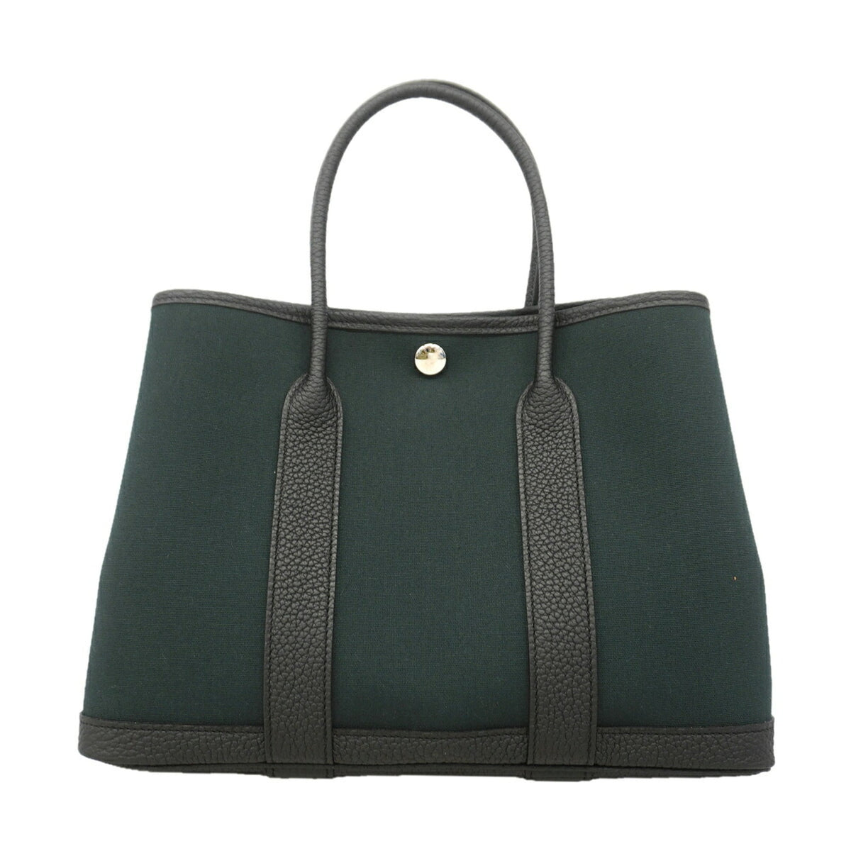 Hermes Black Khaki Toile Officier Negonda Leather Tote Bag (Pre-Owned)