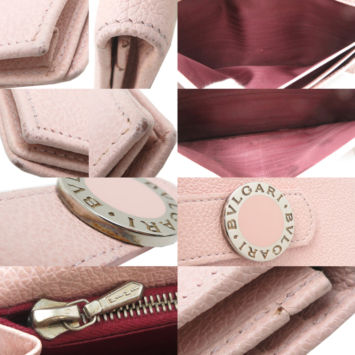 Bvlgari Pink Leather Long Wallet (Bi-Fold) (Pre-Owned)