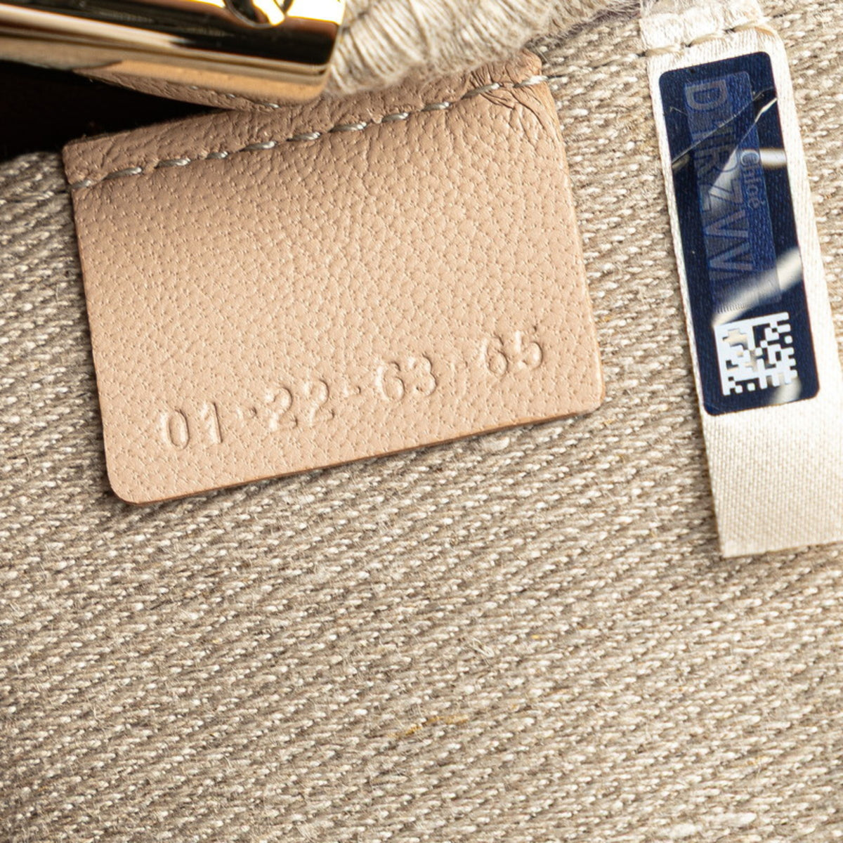 Chloé Beige Wine Leather Linen Shoulder Bag (Pre-Owned)