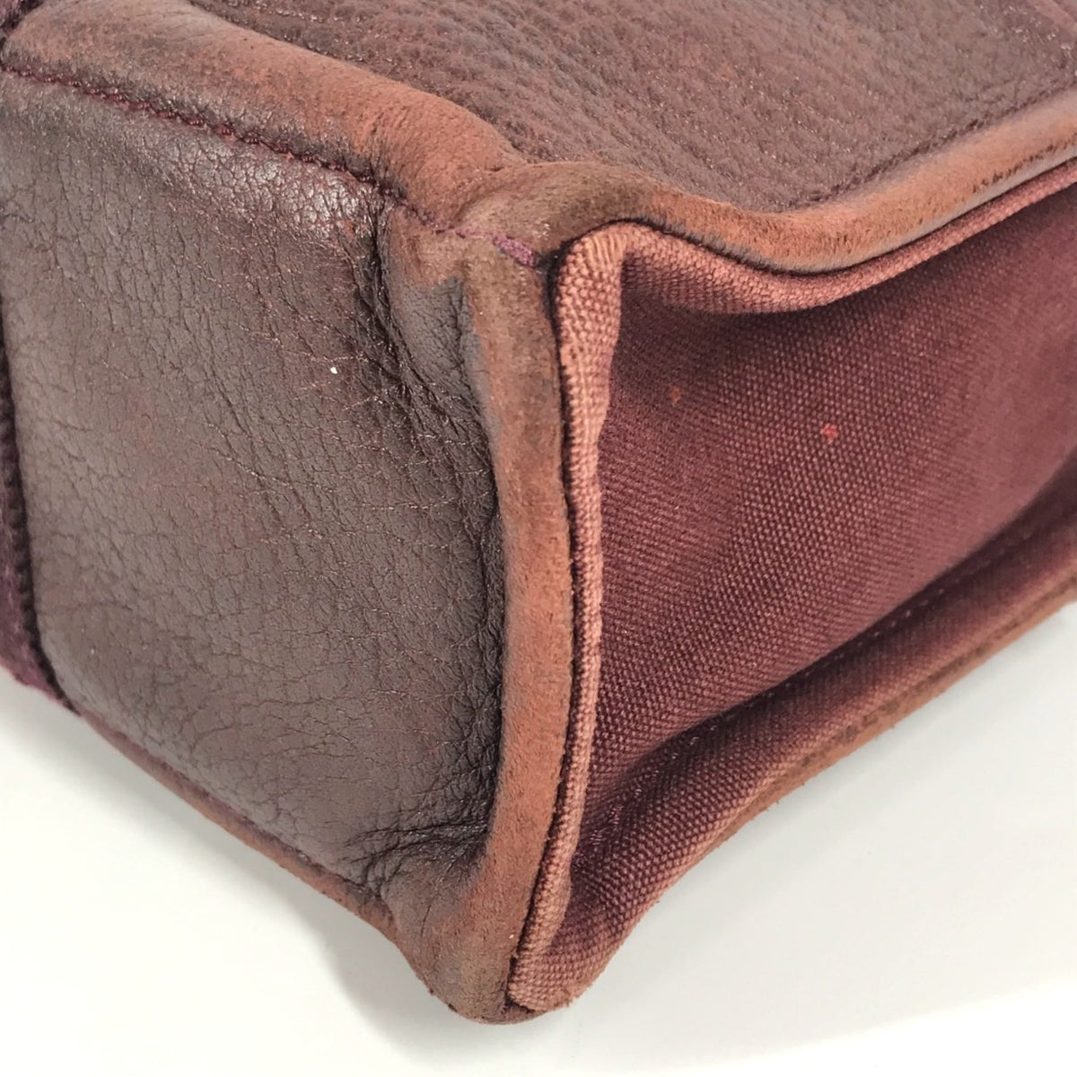 Hermes Red Color Wine Canvas Leather Handbag Tote Bag (Pre-Owned)